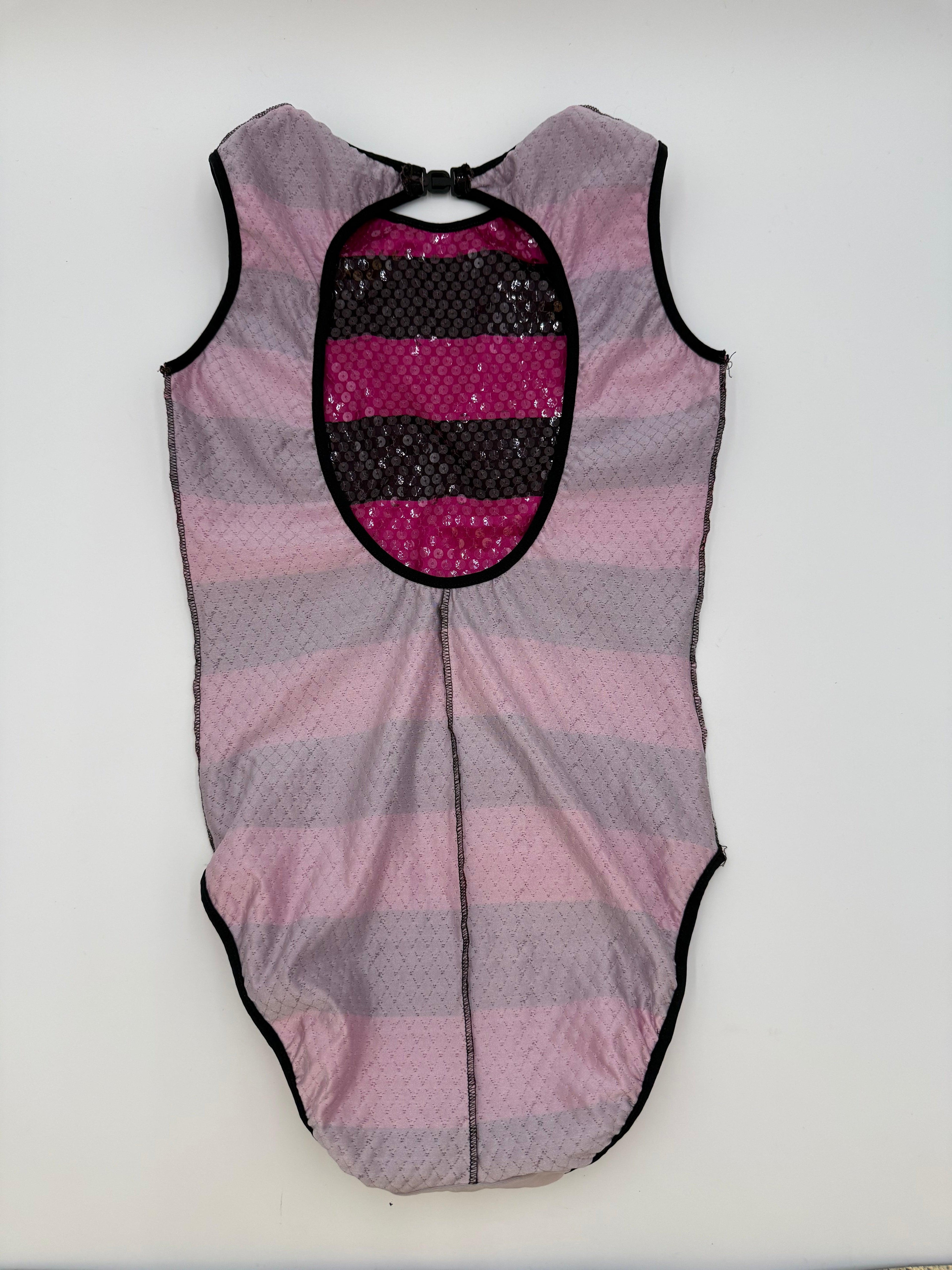 Enrico Coveri Body Vintage a Righe con Paillettes Fucsia - Mercatino di Ninni