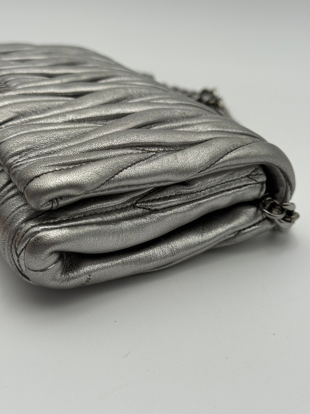Borsa tracolla Matelassè in Pelle Argento