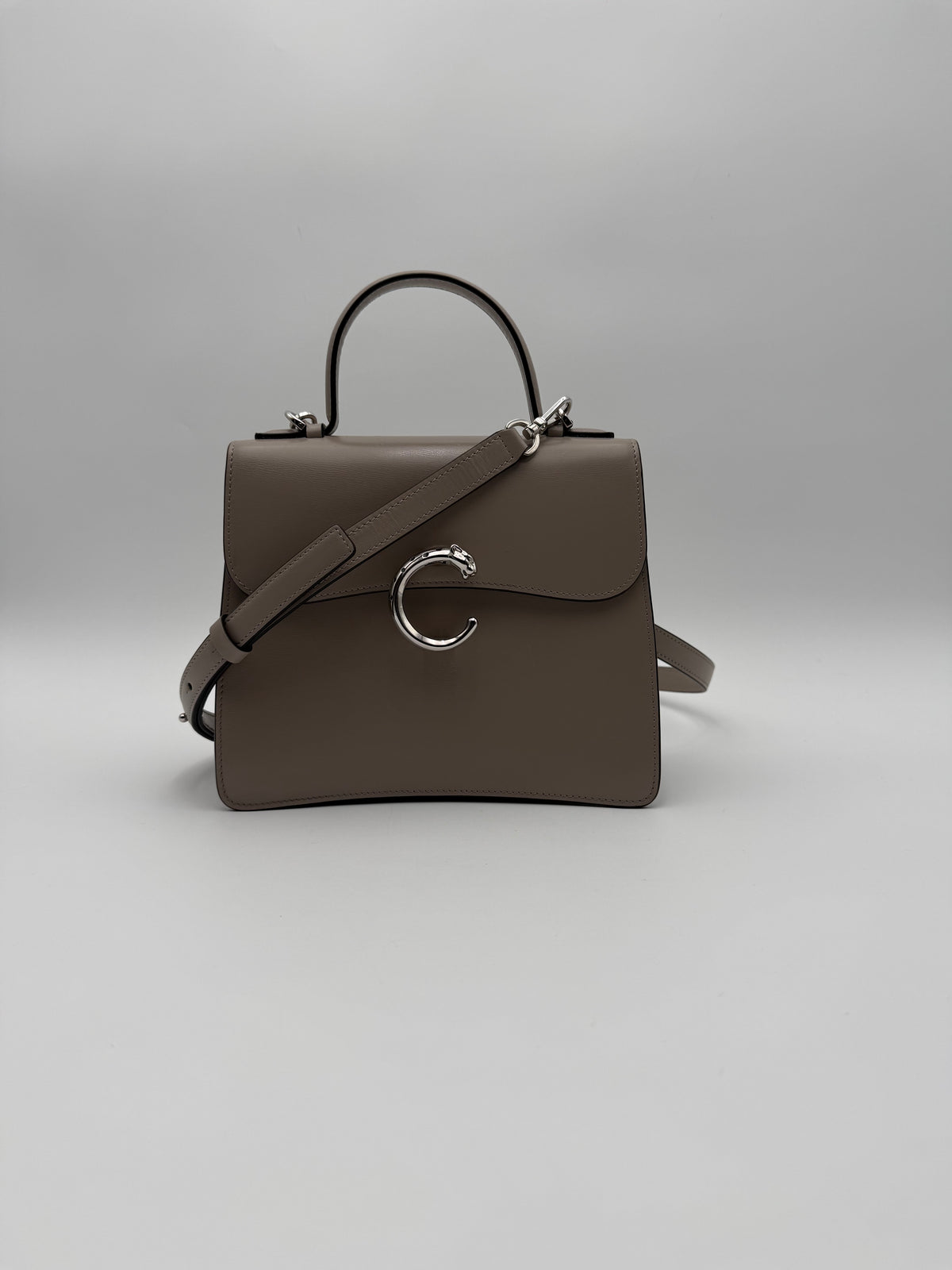 Borsa Cartier Panthère C Top in Pelle Grigio/Taupe