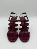 Gucci Vintage Cage Sandals by Frida Giannini in Burgundy Patent Leather