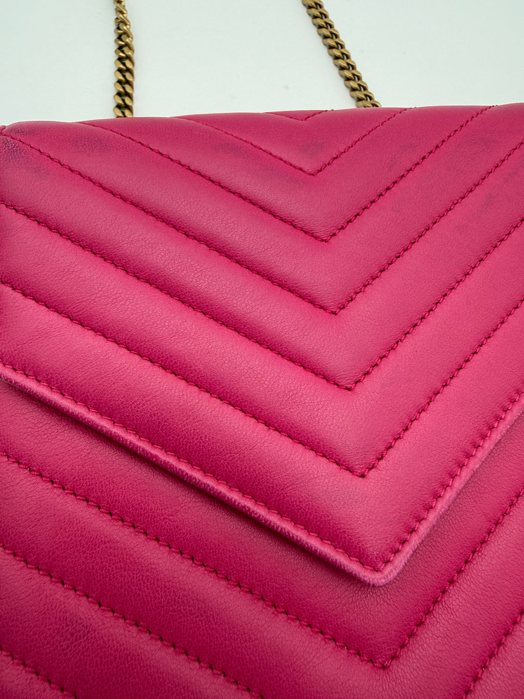 Borsa a Tracolla Saint Laurent Monogram Matelassé in Pelle Fucsia