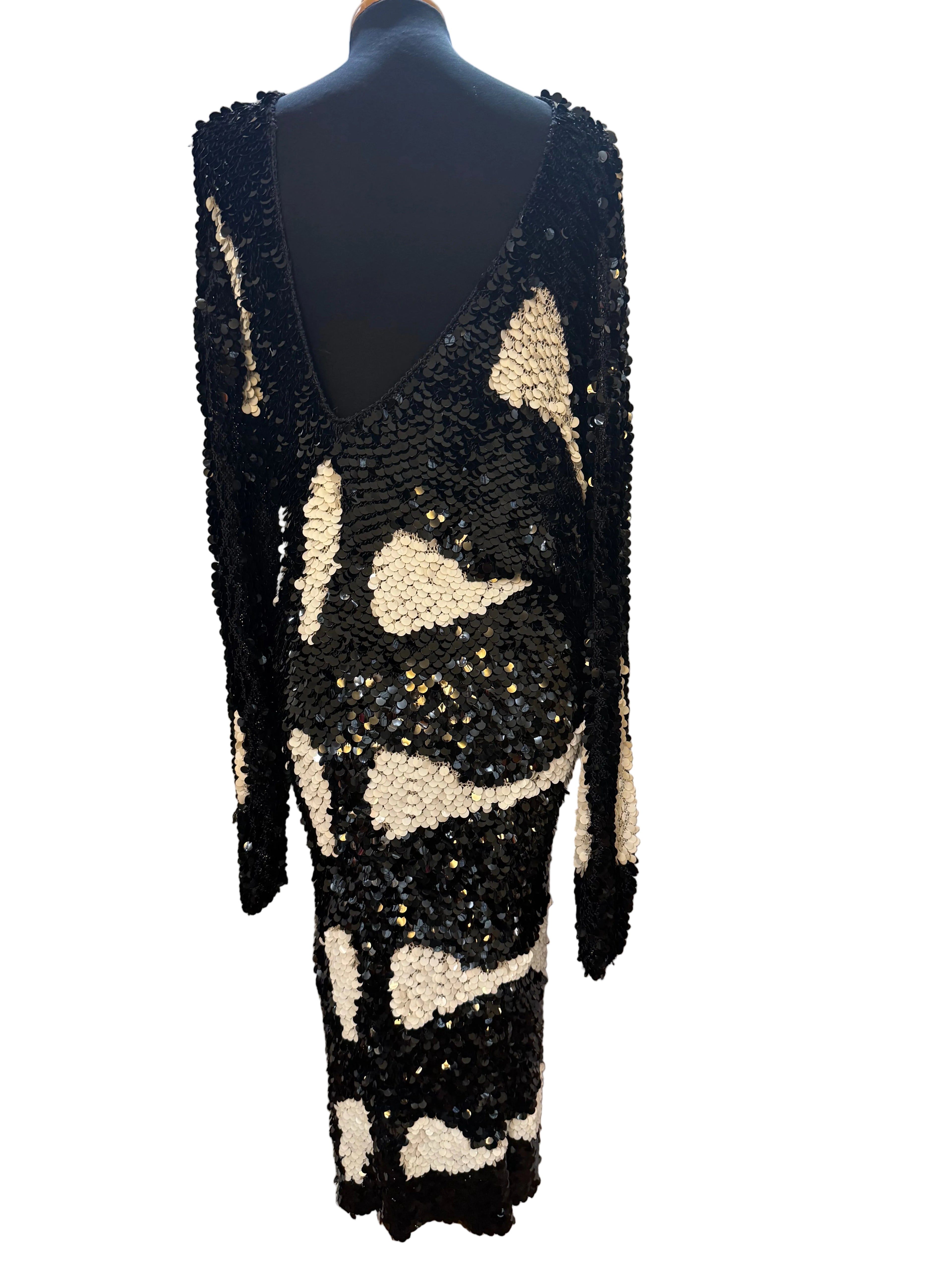 Enrico Coveri Abito Paillettes Nero e Bianco