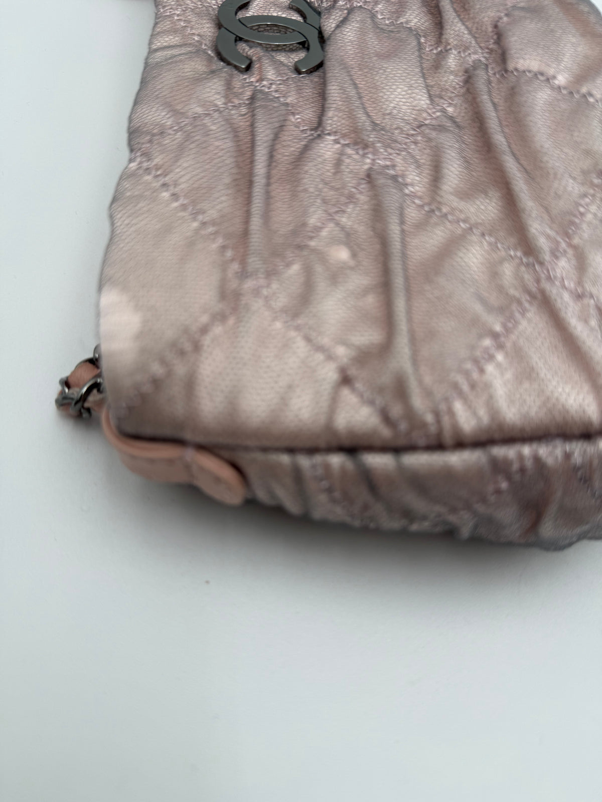 Chanel Borsa Matelassè Plissè in Tessuto Rosa Cipria