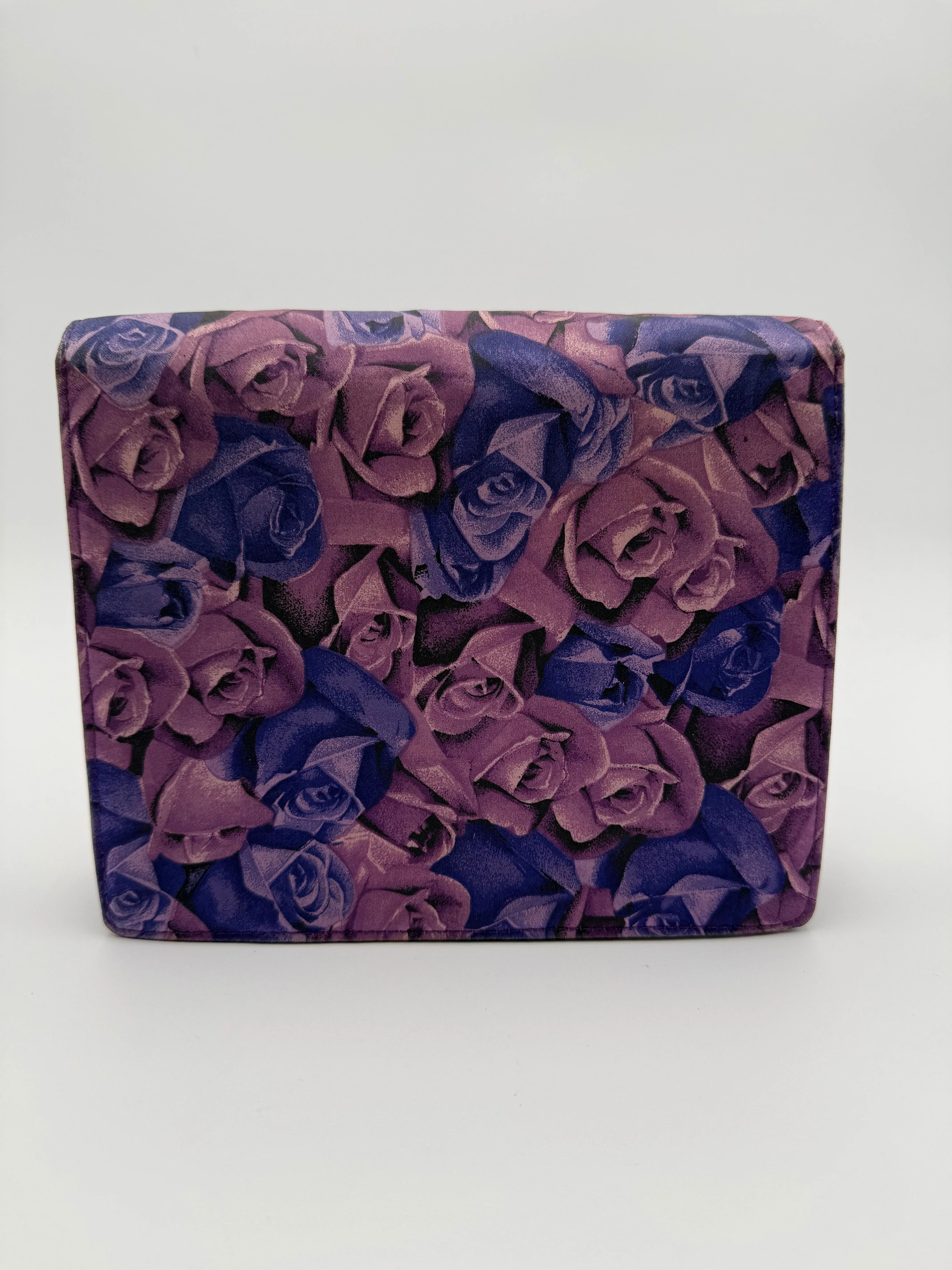 Gianni Versace Pochette Vintage in Tessuto Stampa Rose Viola - Mercatino di Ninni