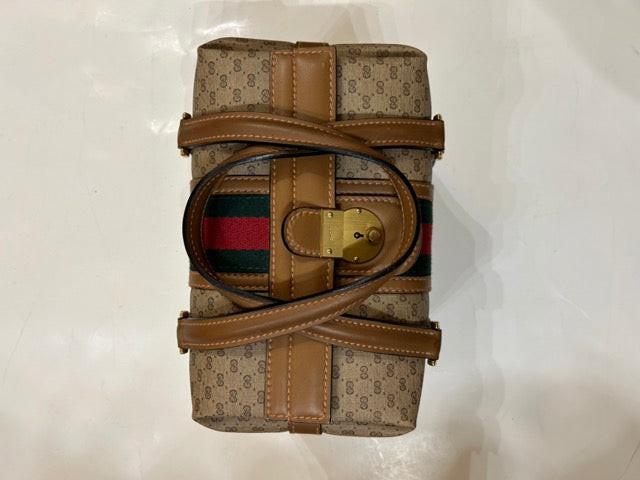 Gucci Beauty Case Vintage in Pelle e Tela Marrone Gucci