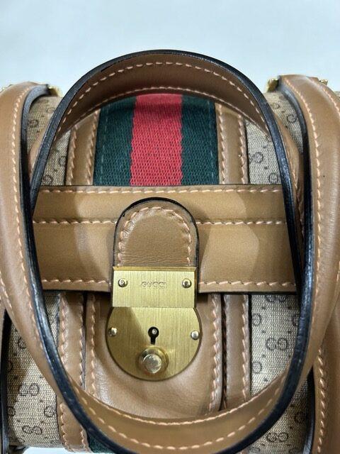 Gucci Beauty Case Vintage in Pelle e Tela Marrone Gucci