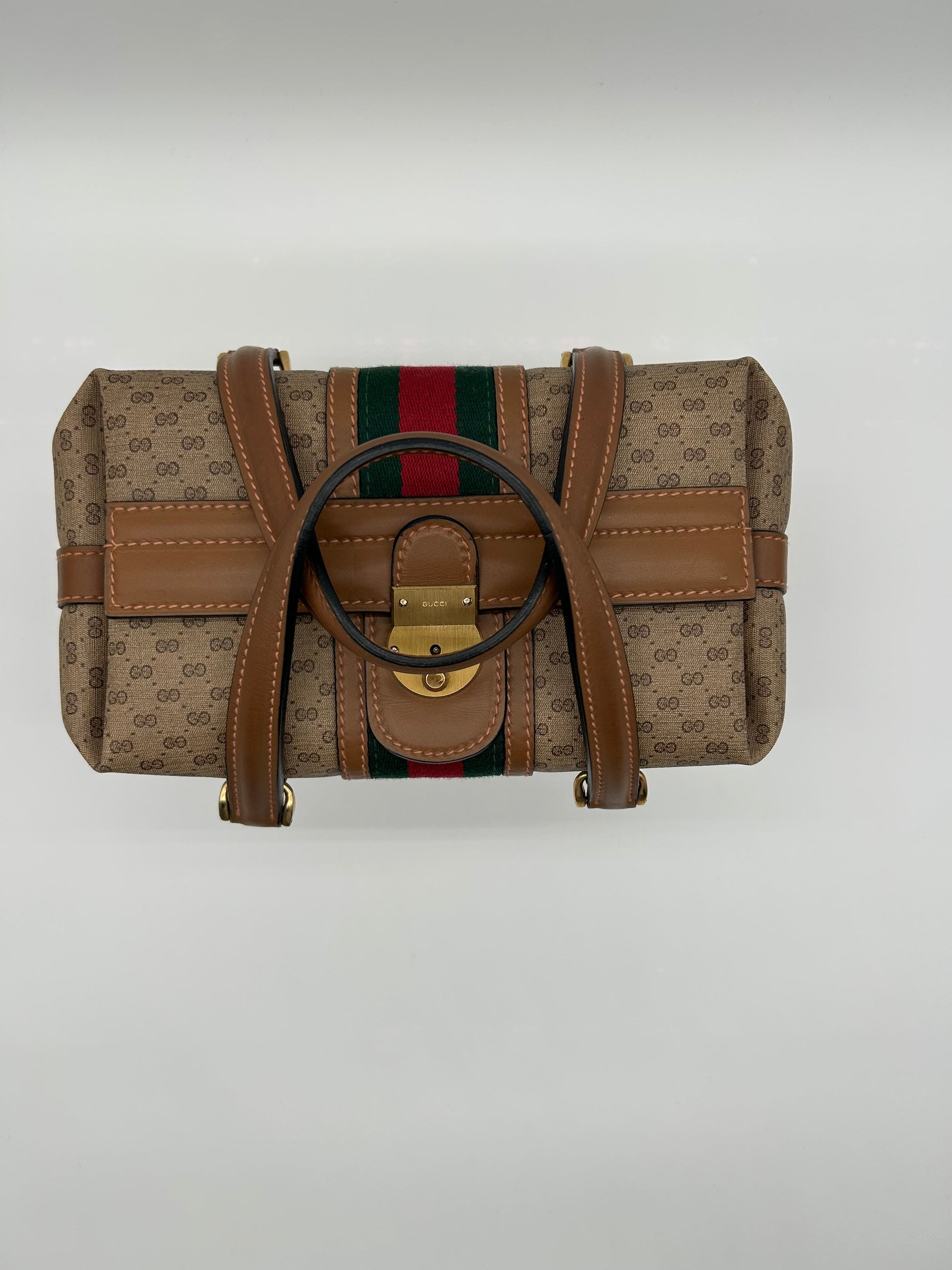 Gucci Beauty Case Vintage in Pelle e Tela Marrone Gucci