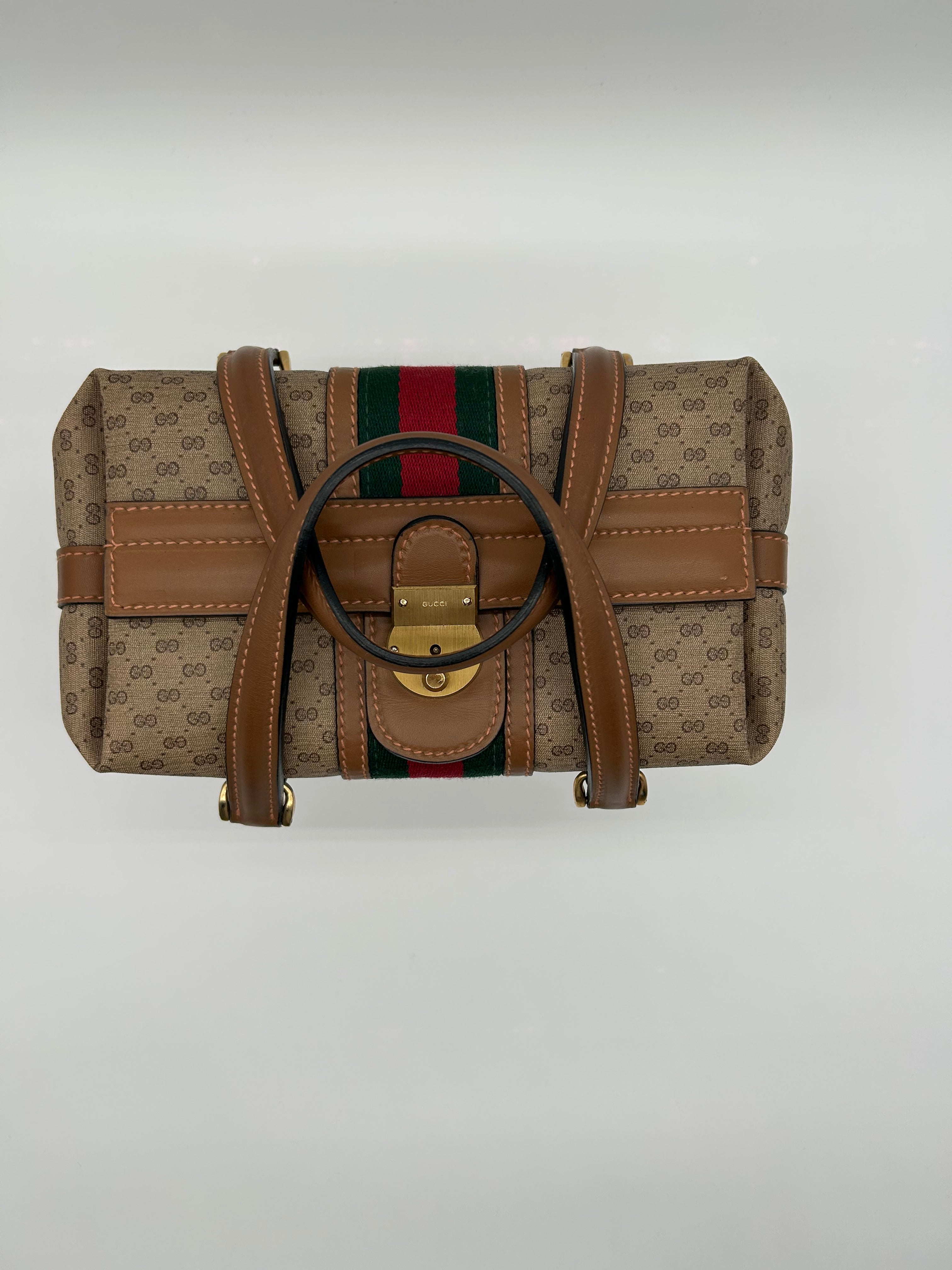 Gucci Beauty Case Vintage in Pelle e Tela Marrone Gucci