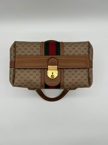 Gucci Beauty Case Vintage in Pelle e Tela Marrone Gucci