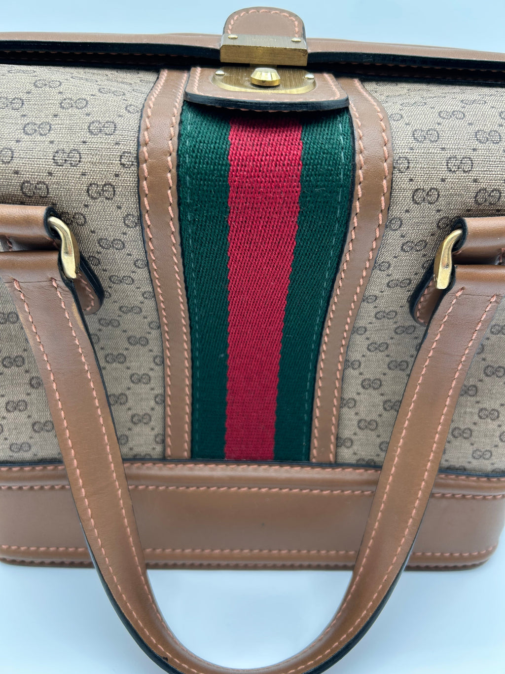 Gucci Beauty Case Vintage in Pelle e Tela Marrone Gucci