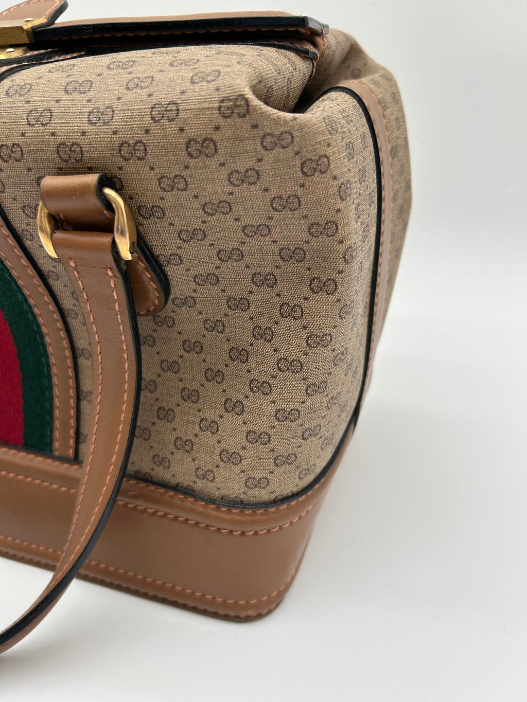 Gucci Beauty Case Vintage in Pelle e Tela Marrone Gucci
