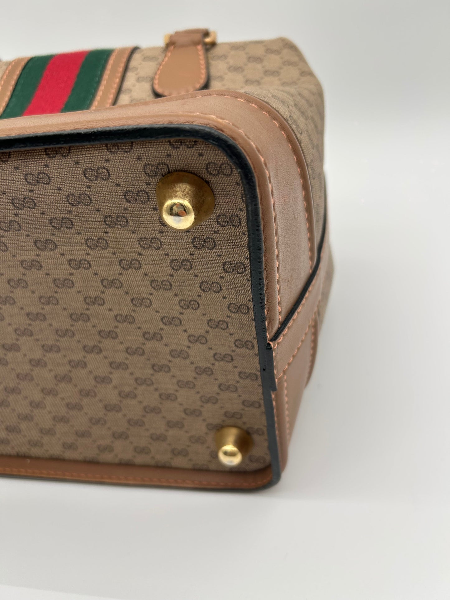 Gucci Beauty Case Vintage in Pelle e Tela Marrone Gucci