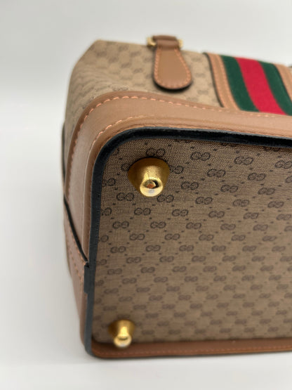 Gucci Beauty Case Vintage in Pelle e Tela Marrone Gucci