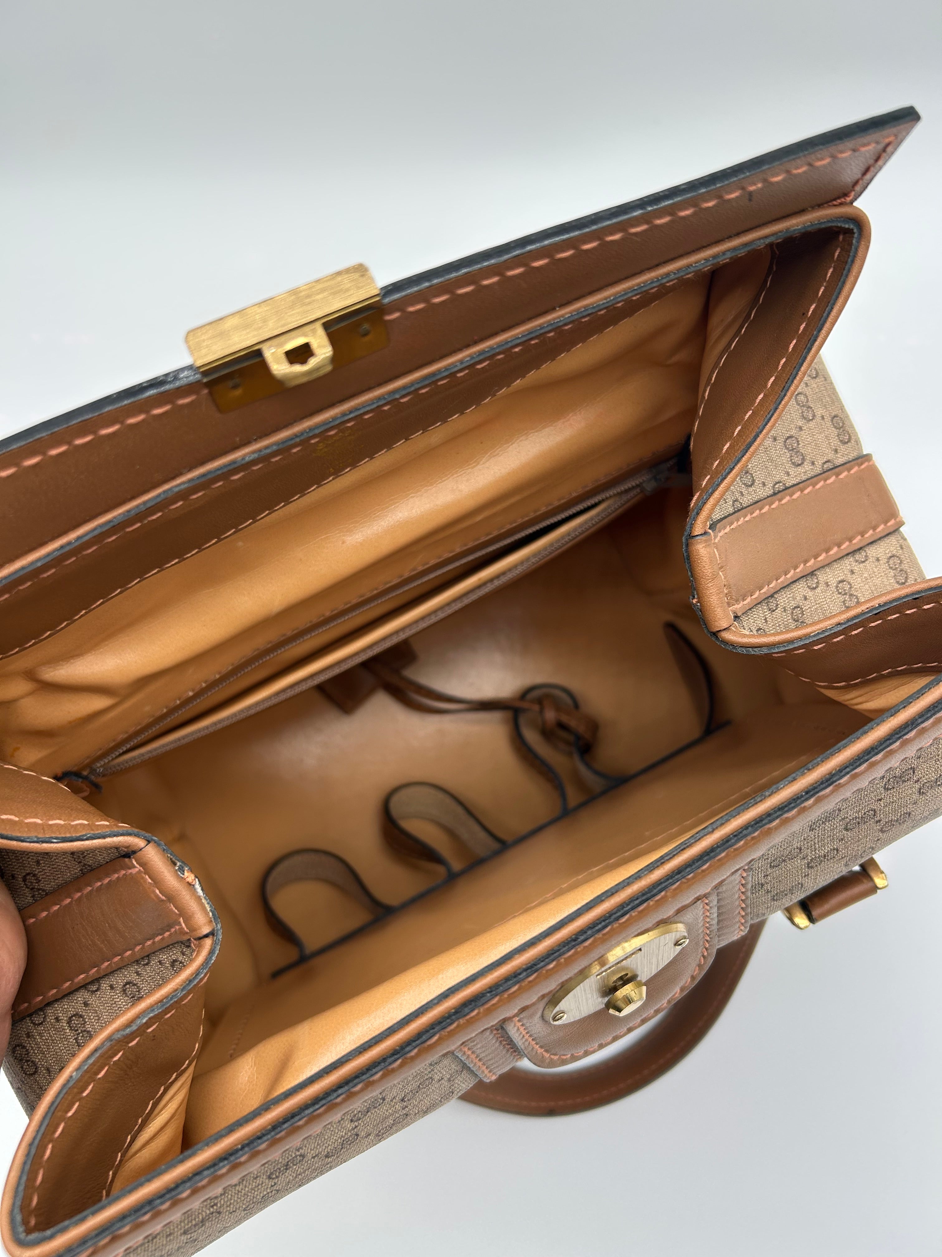 Gucci Beauty Case Vintage in Pelle e Tela Marrone Gucci