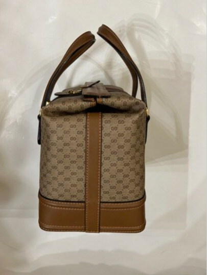 Gucci Beauty Case Vintage in Pelle e Tela Marrone Gucci