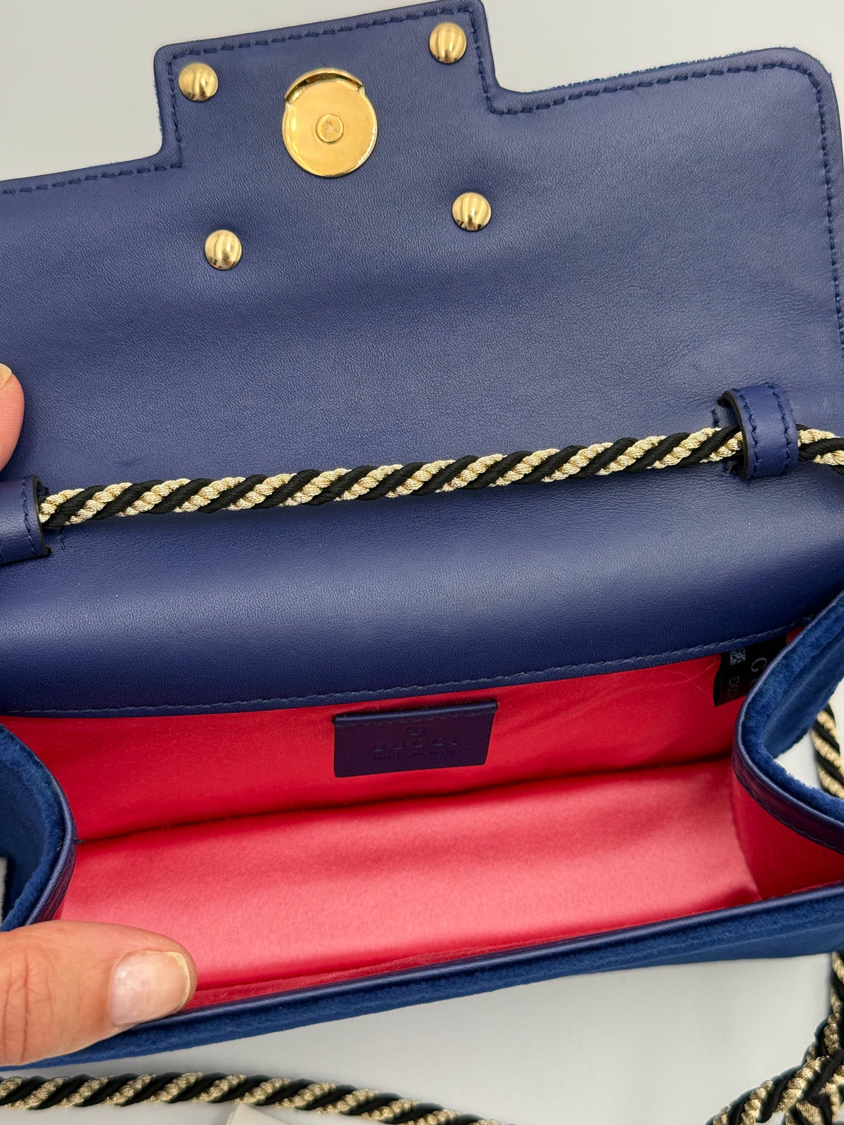Gucci Borsa Broadway in Velluto con Fibbia G in Cristalli Blu - Mercatino di Ninni