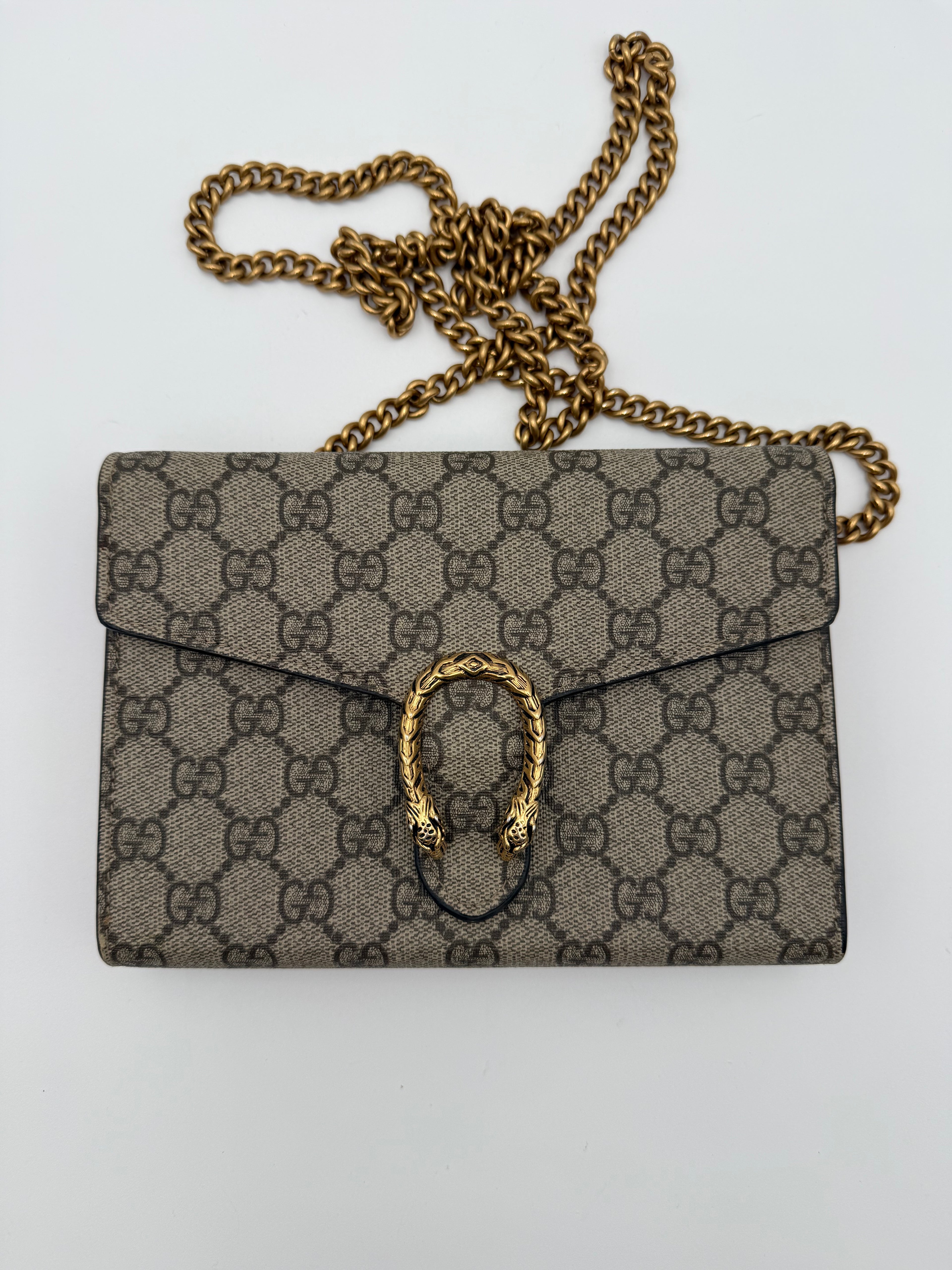 Gucci Borsa Dionysus GG Supreme Mini con Catena Beige - Mercatino di Ninni