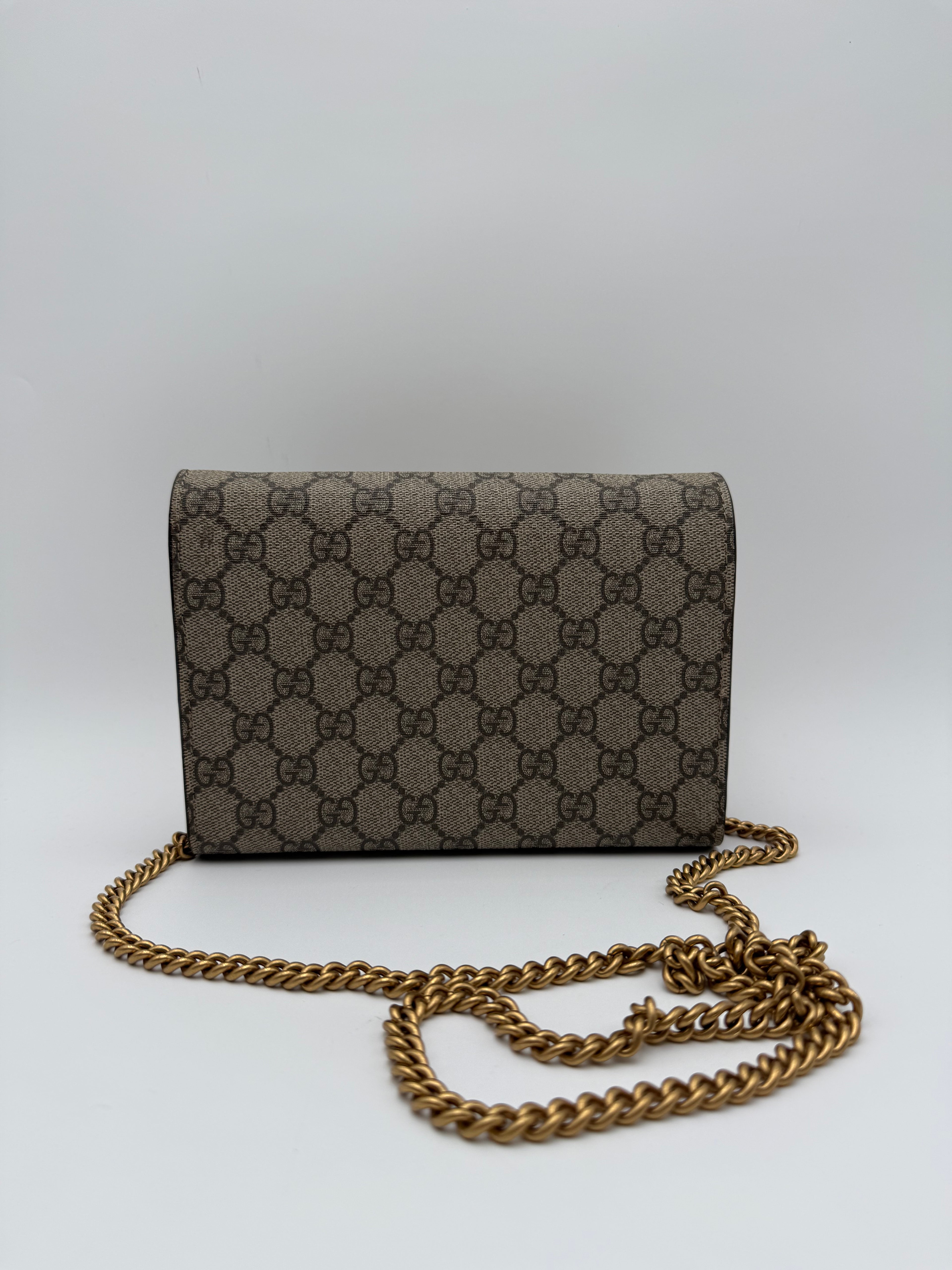 Gucci Borsa Dionysus GG Supreme Mini con Catena Beige - Mercatino di Ninni