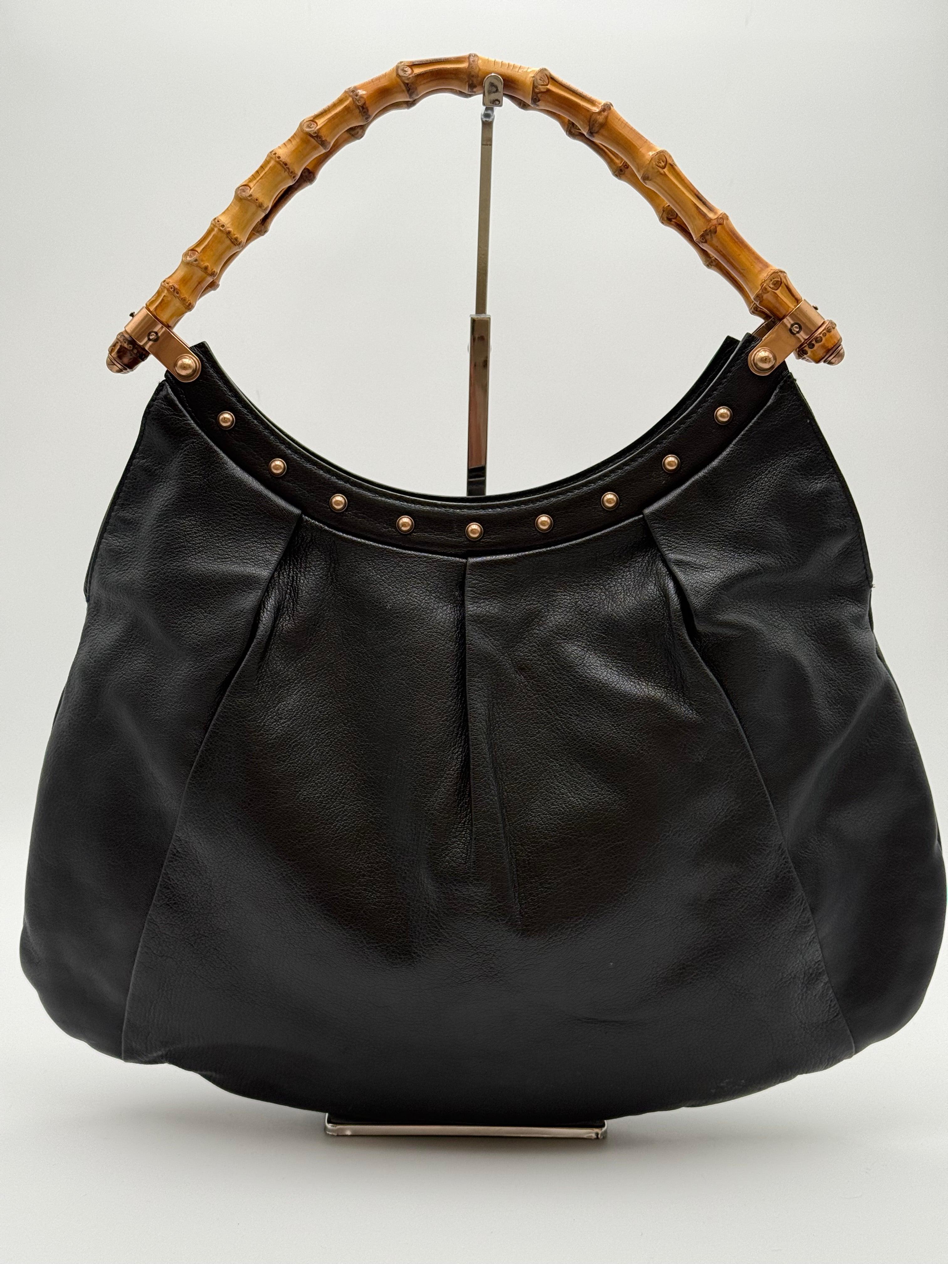 Gucci Black Leather Vintage Bamboo Hobo Bag | Vintage Gucci