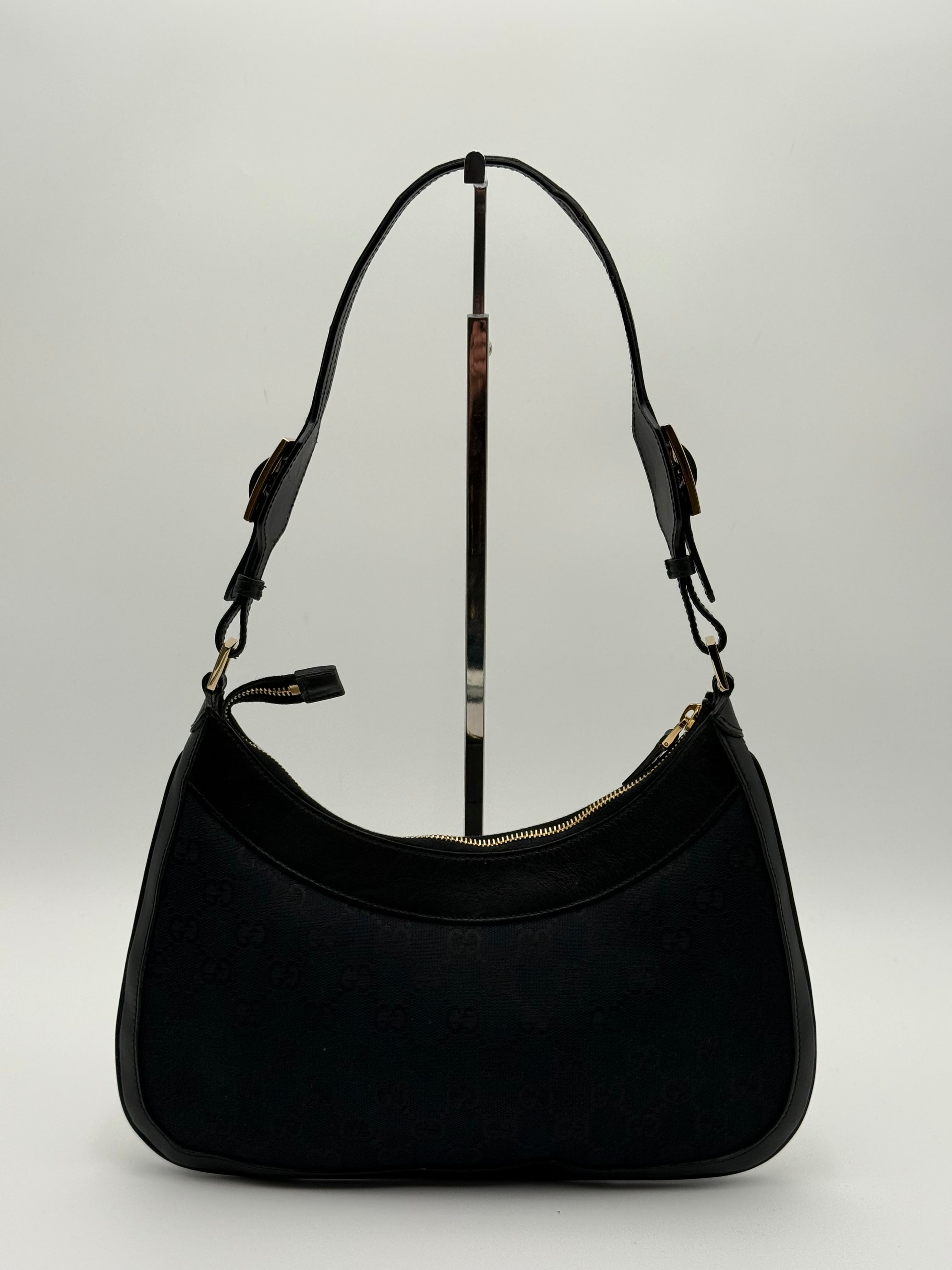 Gucci Borsa Jackie Vintage GG in Tela e Pelle Nera - Mercatino di Ninni