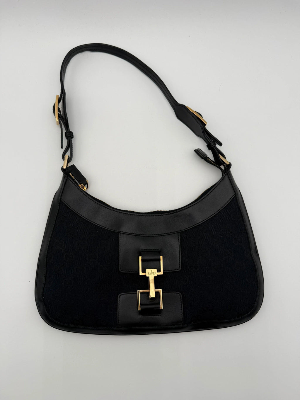 Gucci-Borsa-Jackie-Vintage-GG-in-Tela-e-Pelle-Nera-Mercatino-di-Ninni-71081334178141 - Mercatino di Ninni