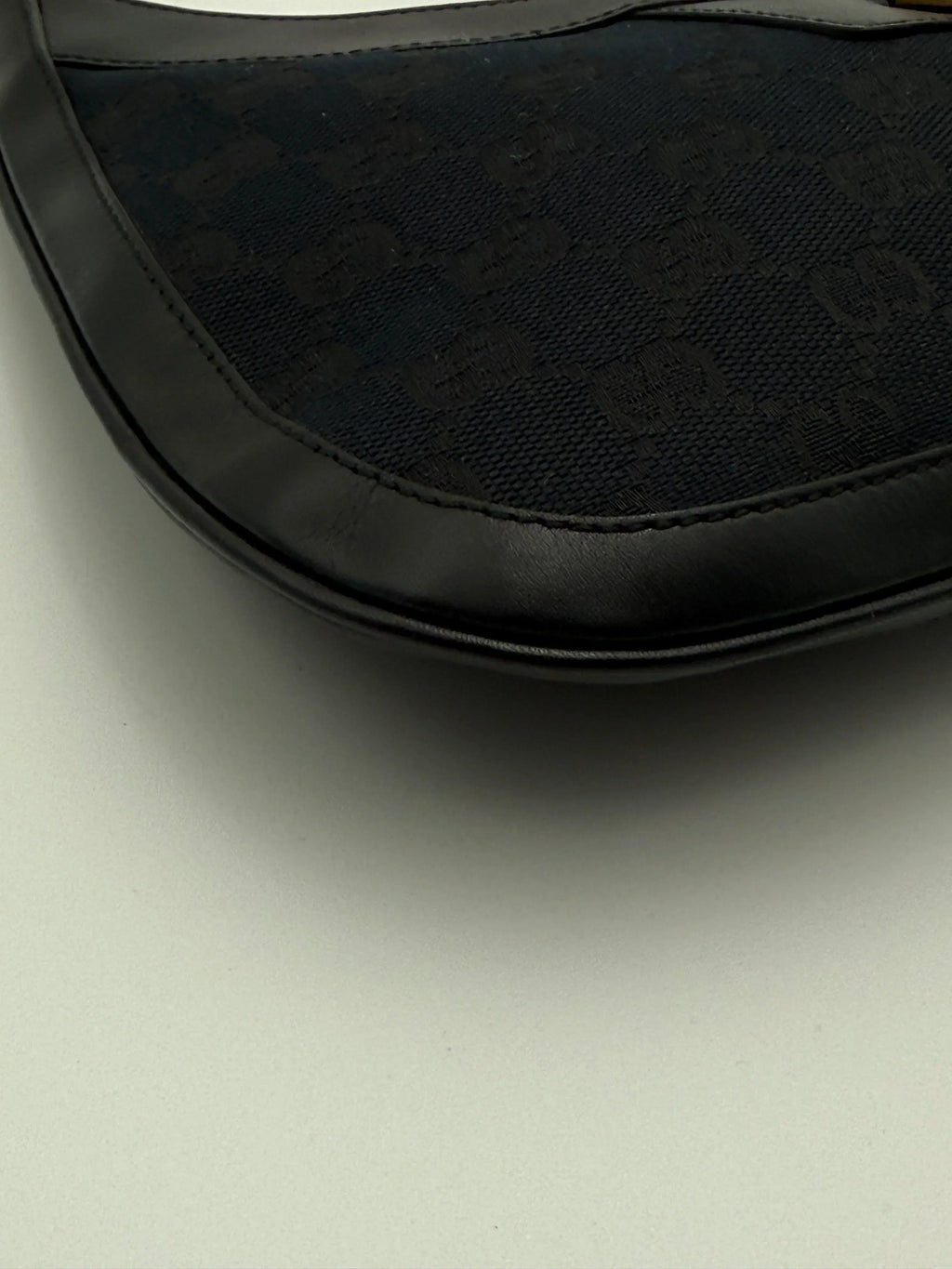 Gucci-Borsa-Jackie-Vintage-GG-in-Tela-e-Pelle-Nera-Mercatino-di-Ninni-71081334374749 - Mercatino di Ninni