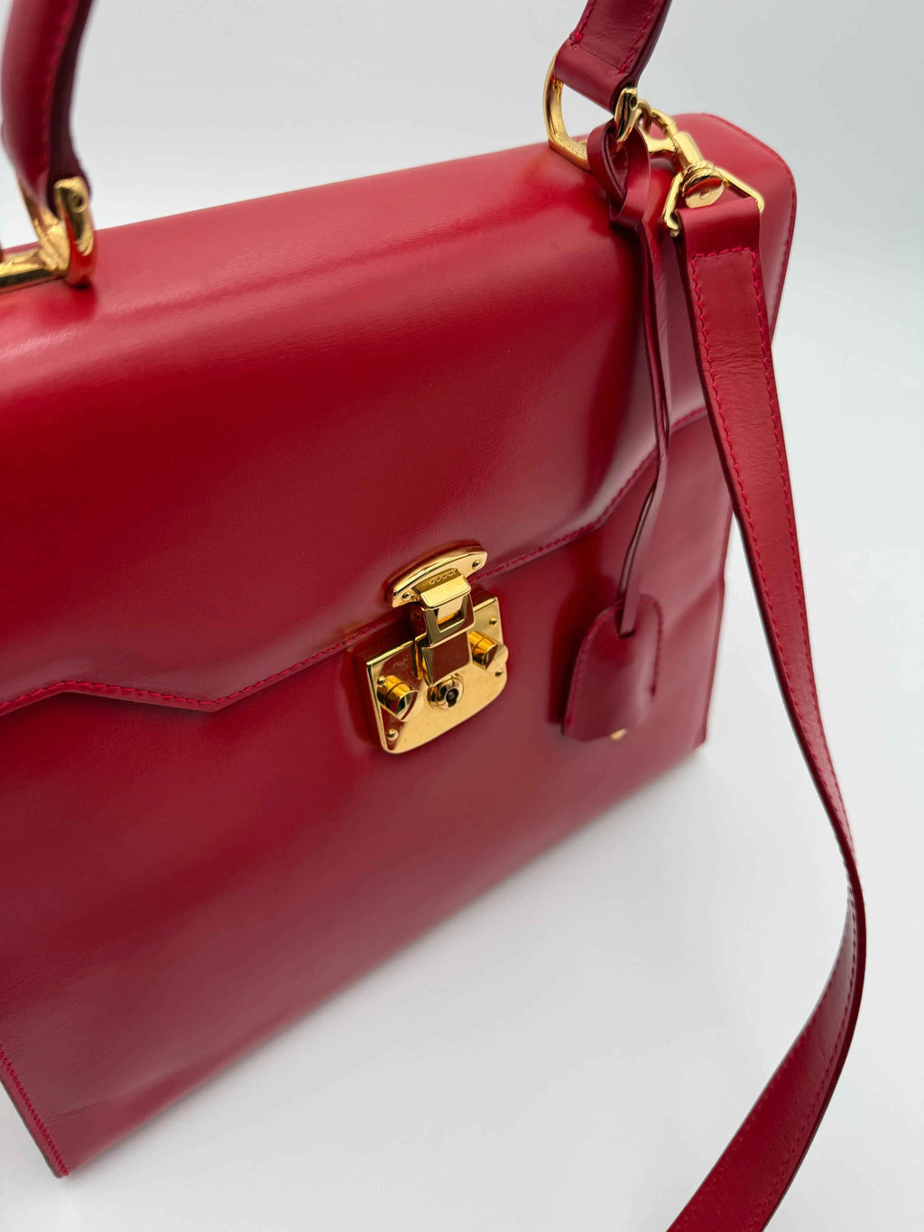 Gucci Borsa Lady Lock Vintage in Pelle Lucida Rossa
