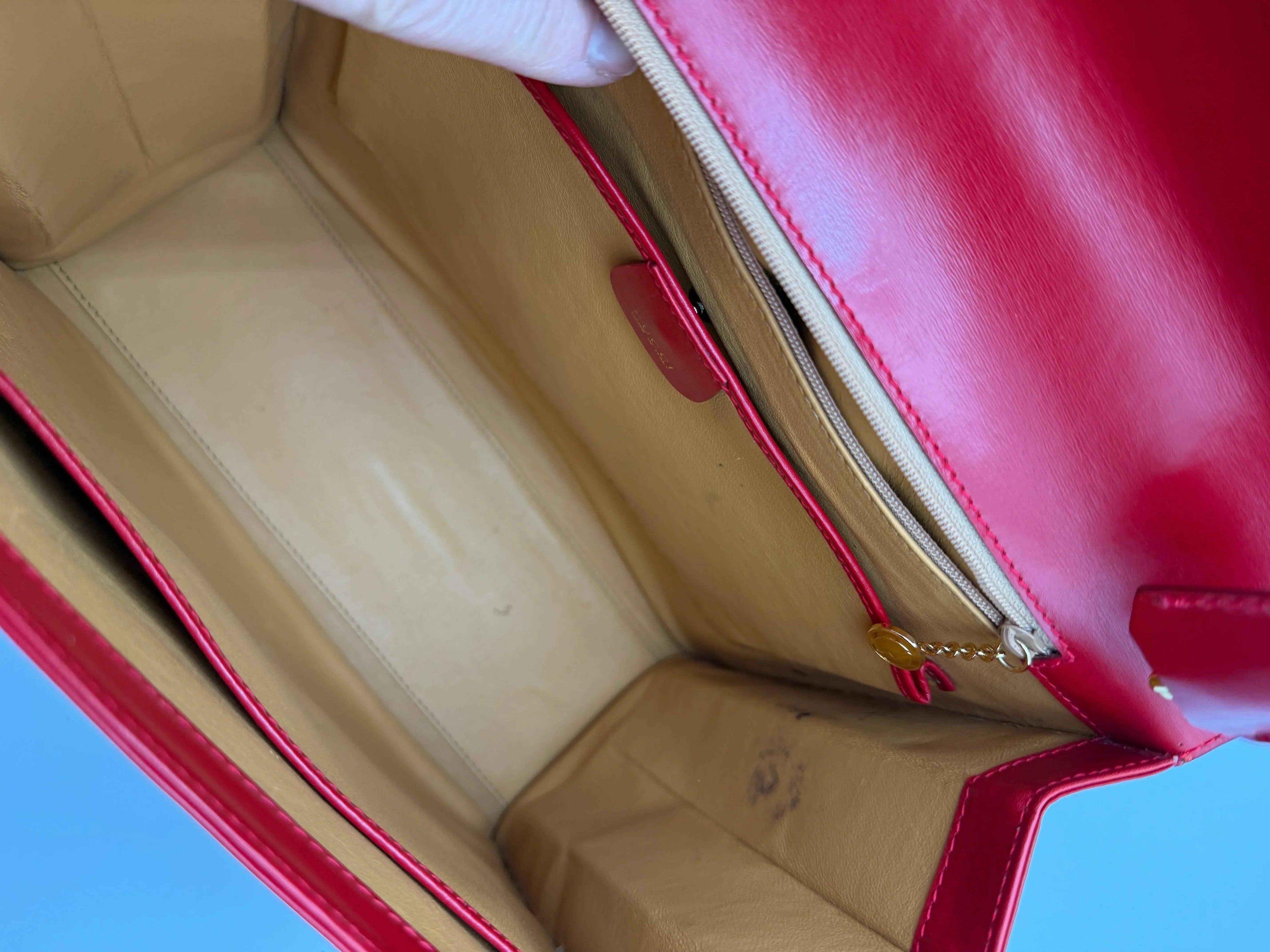 Gucci Borsa Lady Lock Vintage in Pelle Lucida Rossa