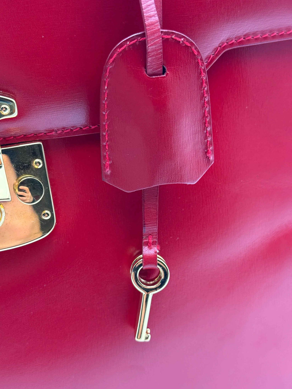Gucci Borsa Lady Lock Vintage in Pelle Lucida Rossa