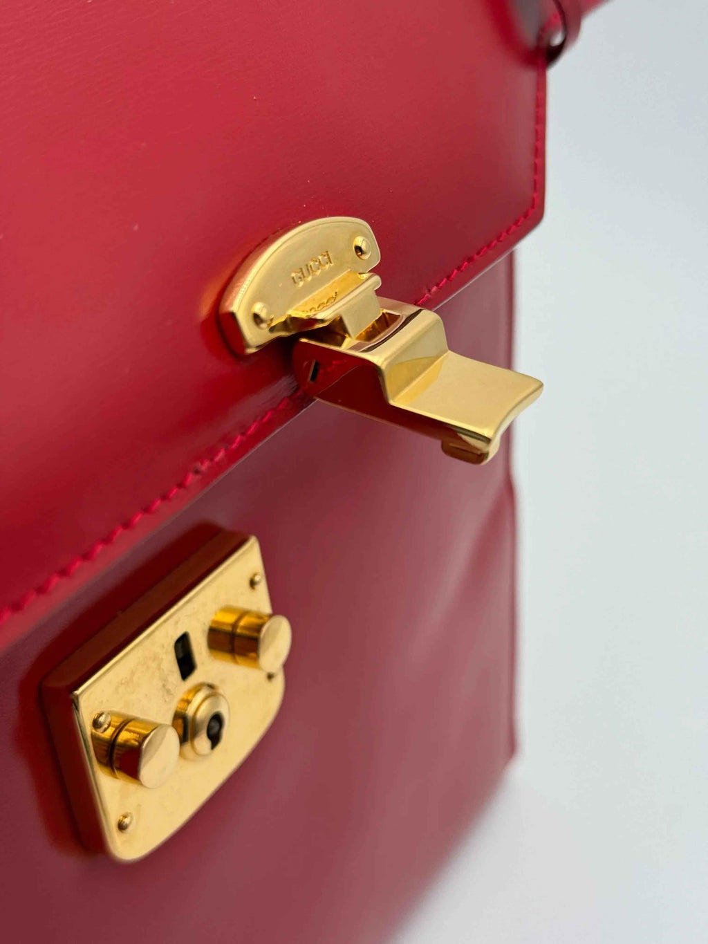 Gucci Borsa Lady Lock Vintage in Pelle Lucida Rossa