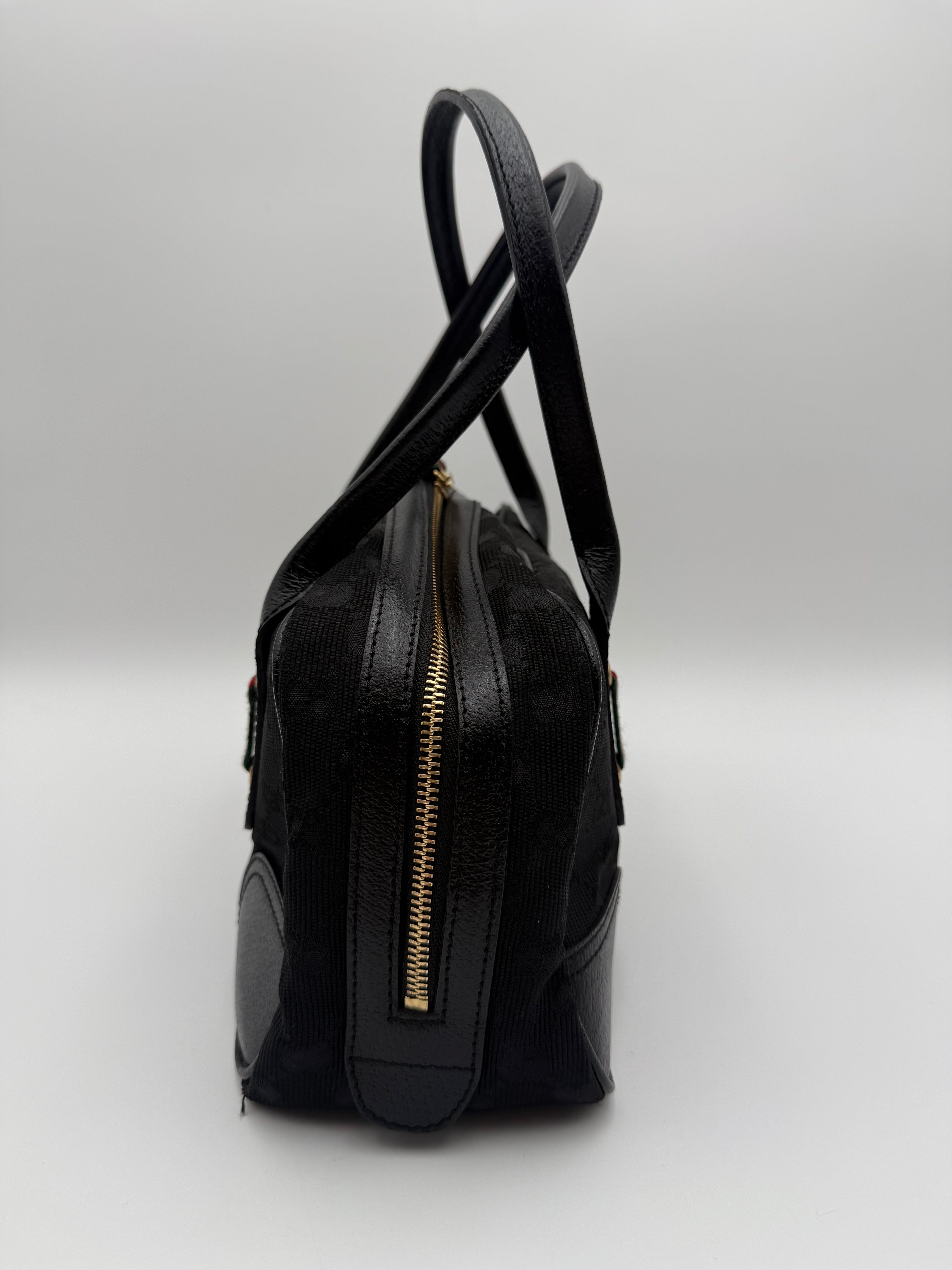 Gucci Borsa Princy Boston in Tela GG Monogramma con Finiture in Pelle Nera - Mercatino di Ninni