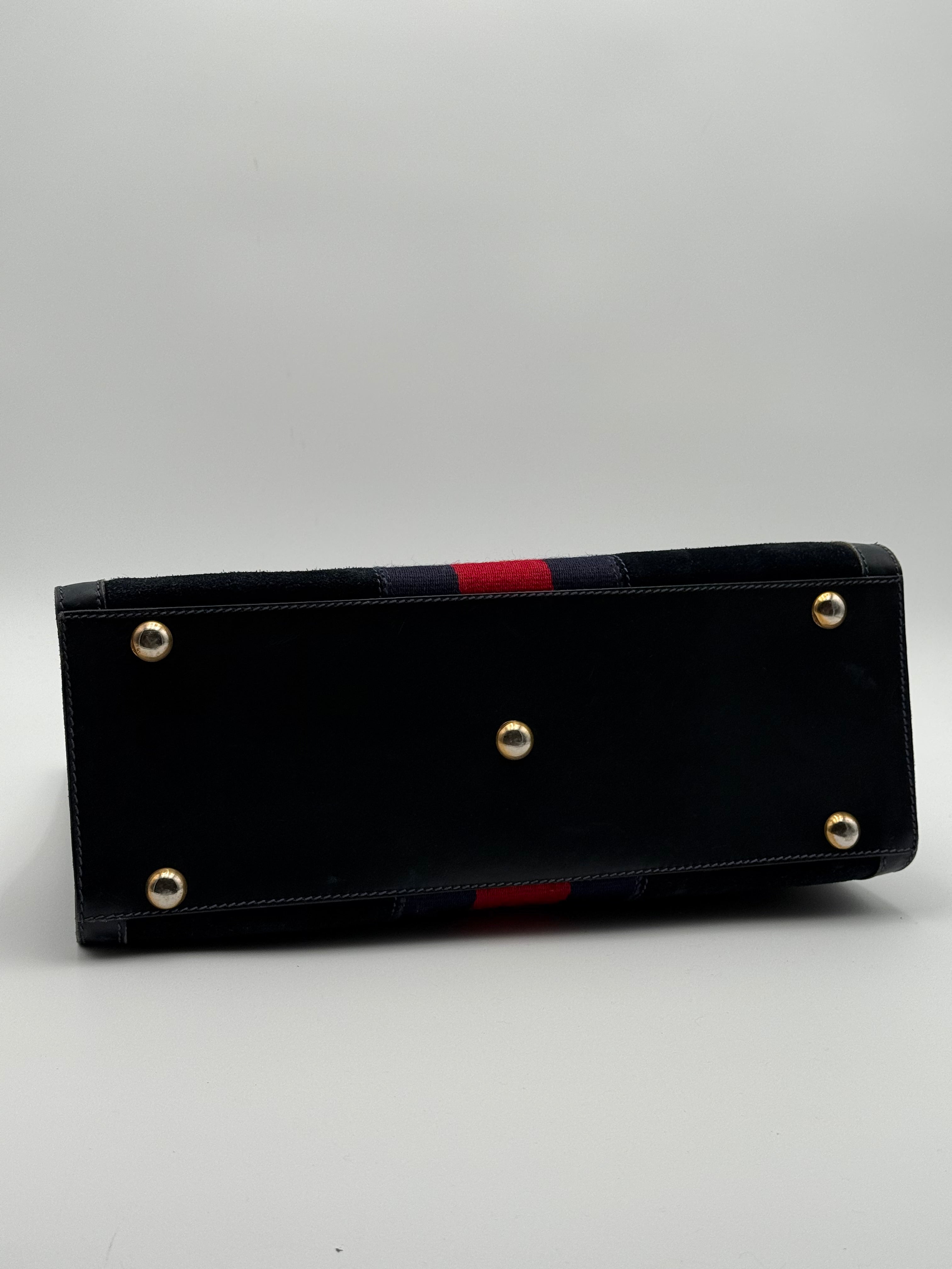 Gucci Borsa Vintage Shopping in Pelle e Camoscio Blu Navy - Mercatino di Ninni