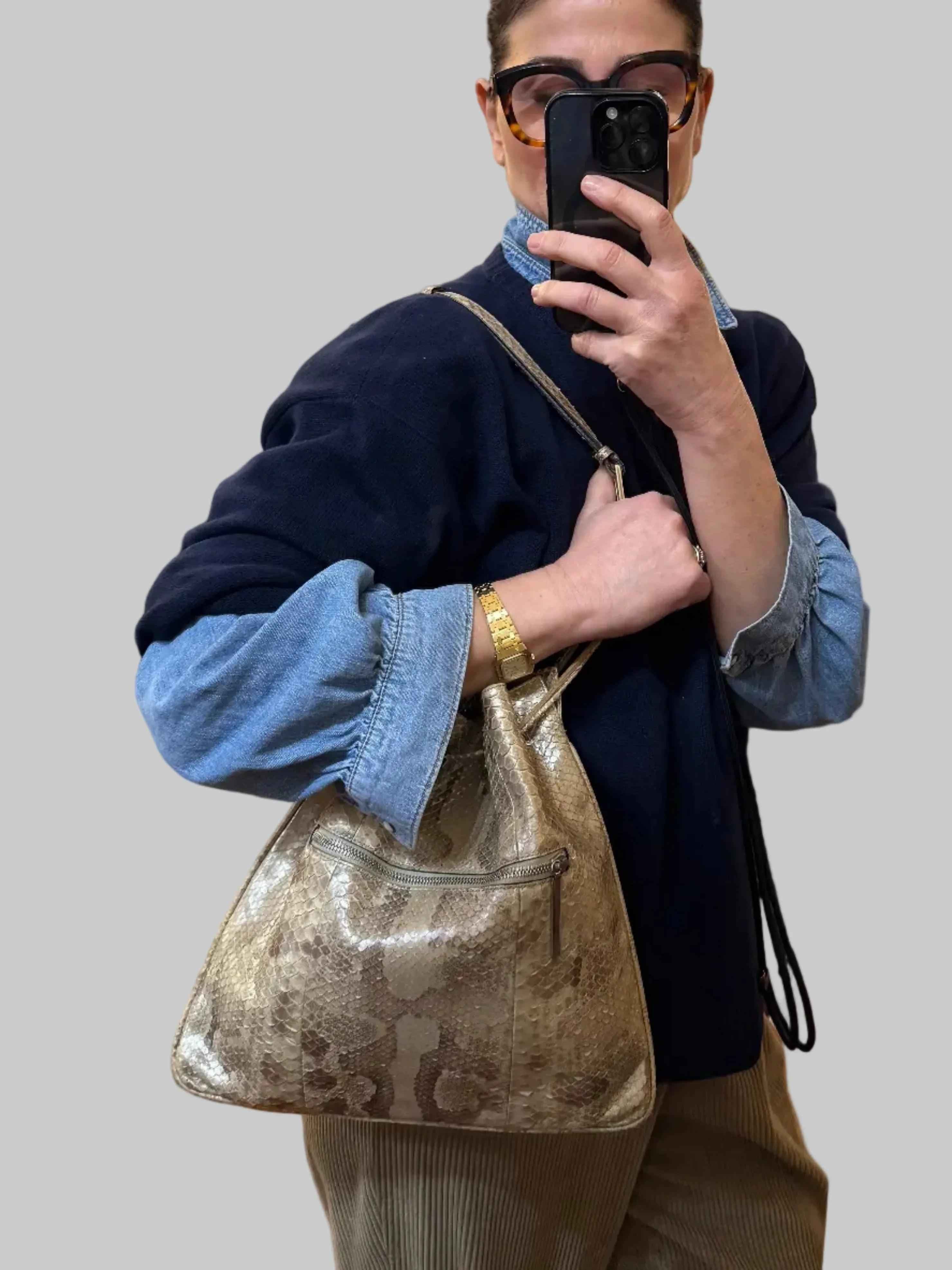 Gucci Vintage Tom Ford Bucket Bag in Beige Python Leather
