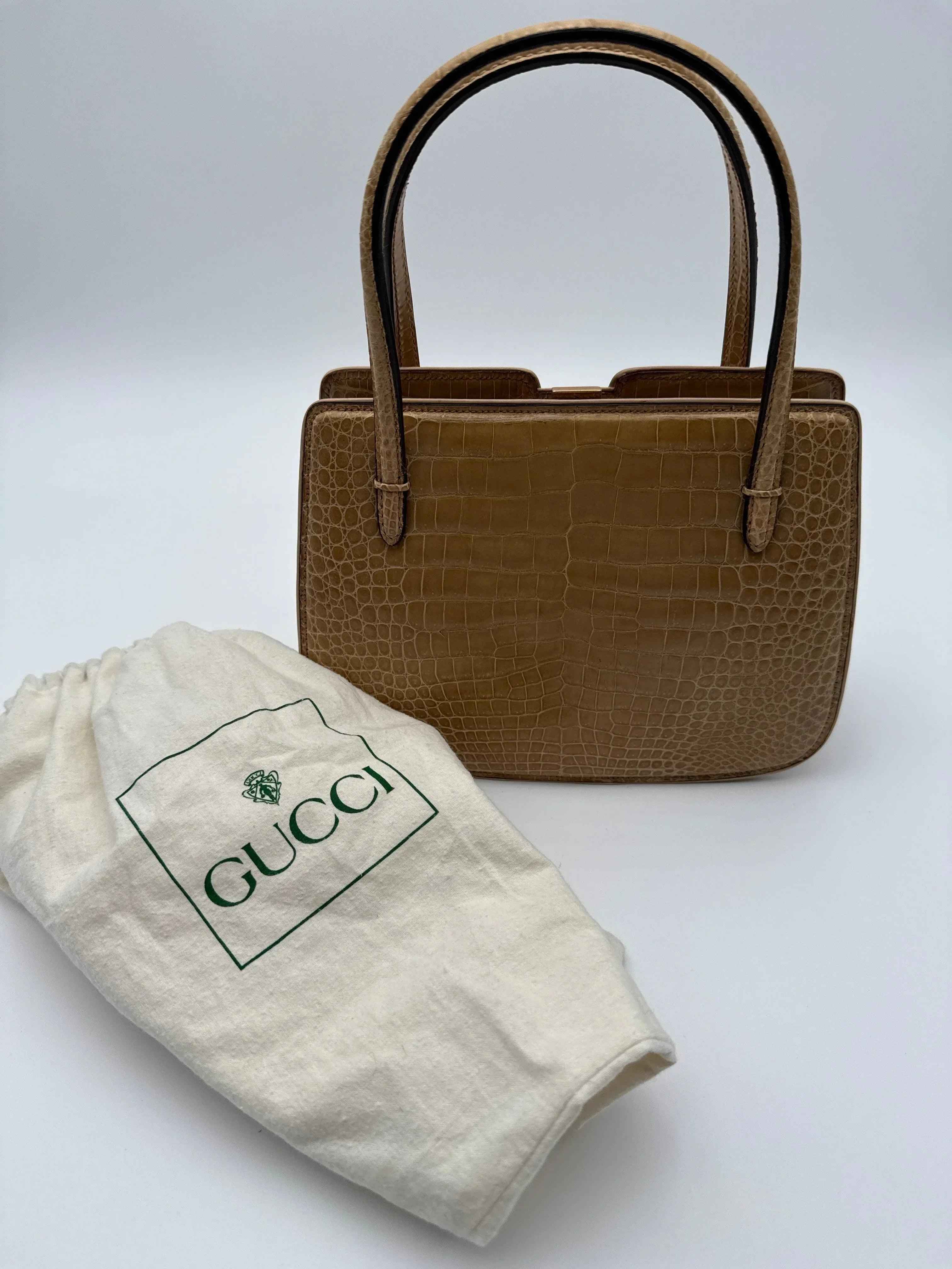 Gucci Borsa in Coccodrillo  Vintage Beige