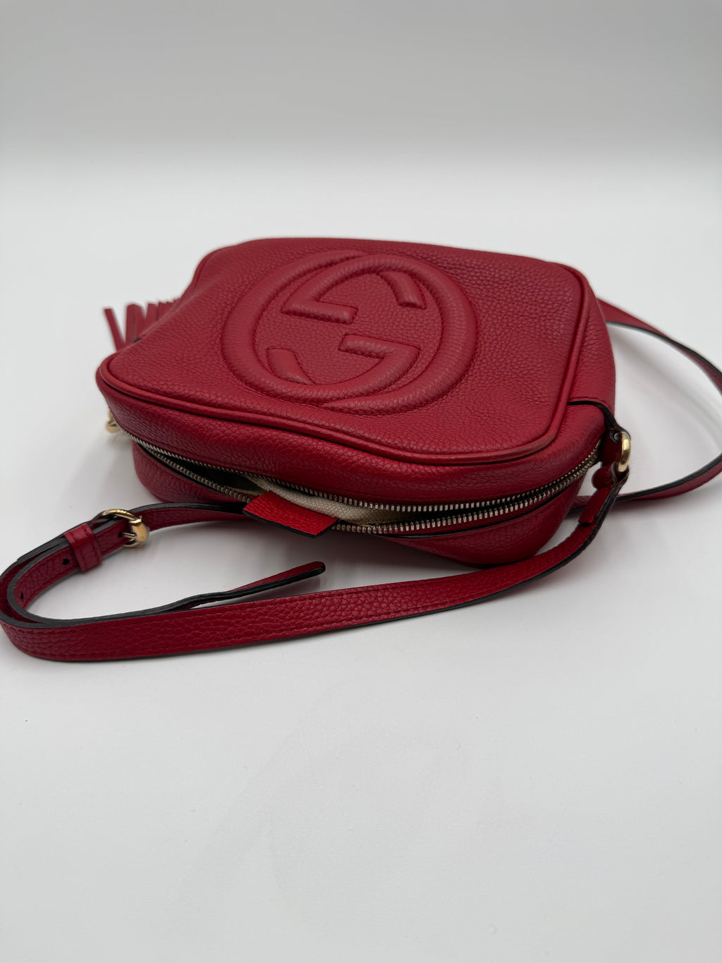 Gucci Borsa a Tracolla Soho Disco in Pelle Martellata Rossa - Mercatino di Ninni