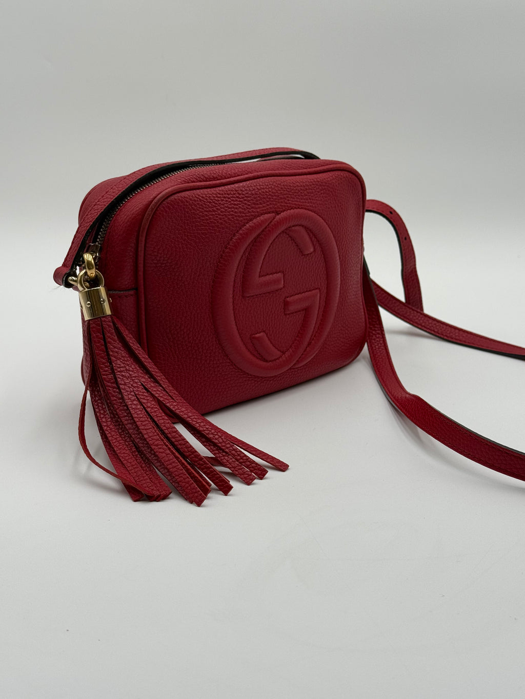 Gucci Borsa a Tracolla Soho Disco in Pelle Martellata Rossa - Mercatino di Ninni
