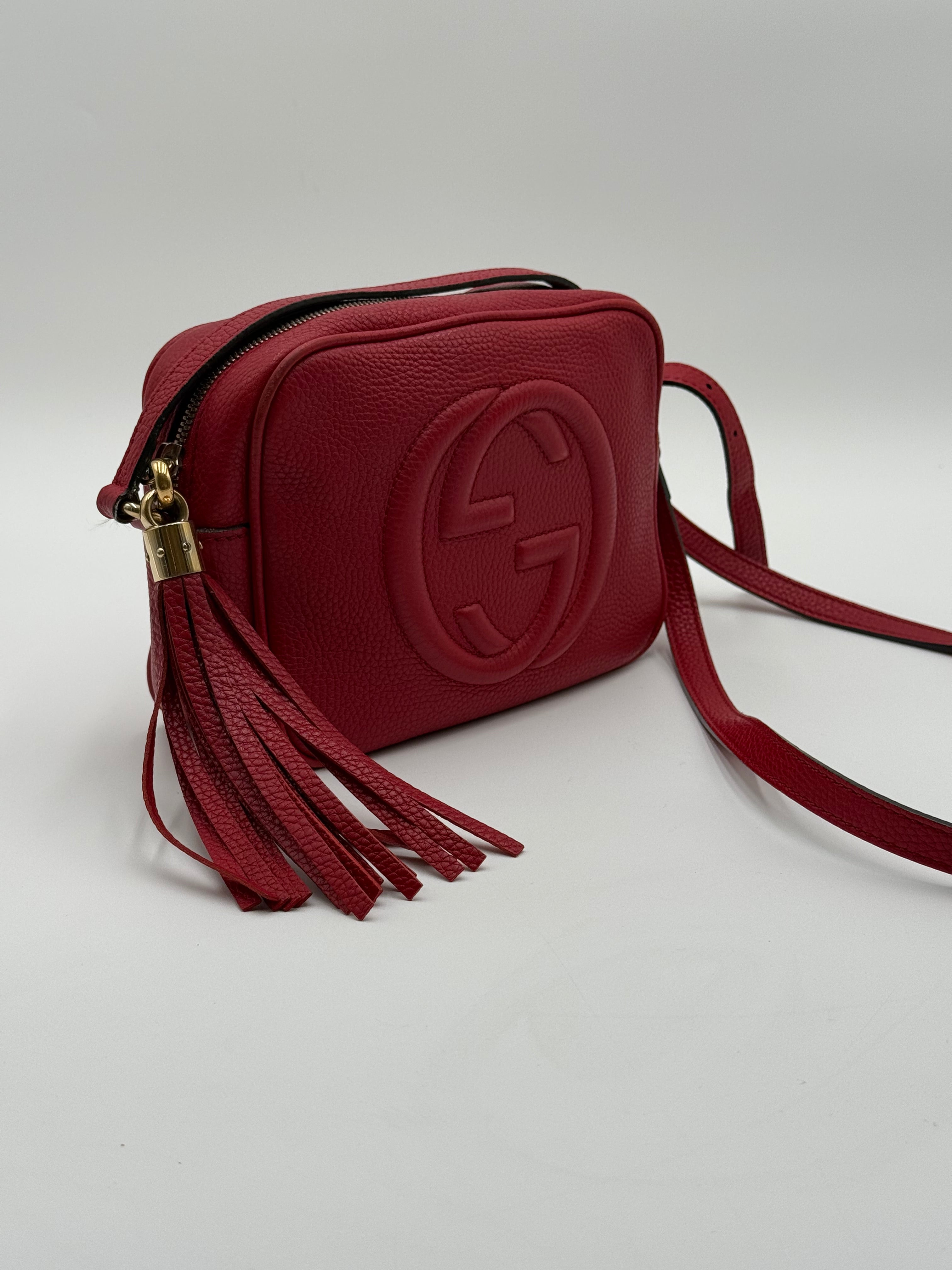 Gucci Borsa a Tracolla Soho Disco in Pelle Martellata Rossa - Mercatino di Ninni