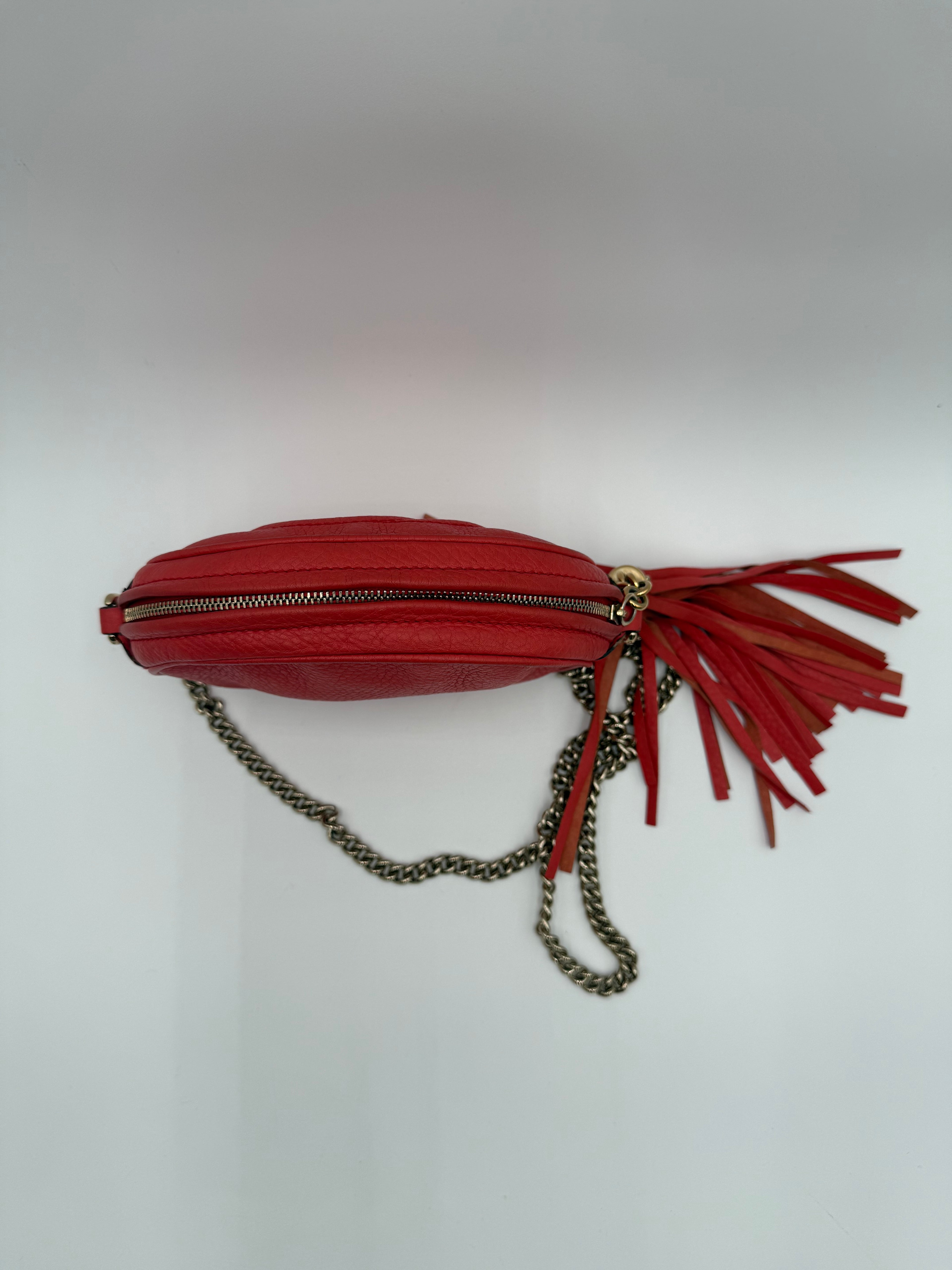 Gucci Borsa a Tracolla Soho Mini Chain Limited Edition in Pelle Martellata Corallo - Mercatino di Ninni