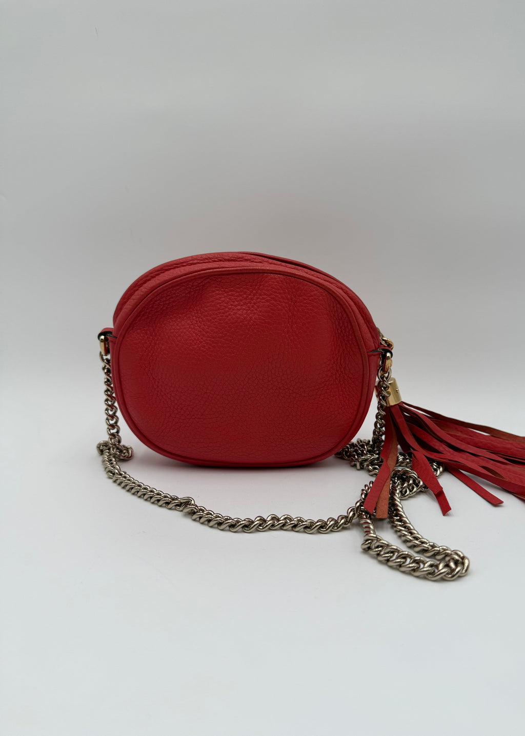 Gucci Borsa a Tracolla Soho Mini Chain Limited Edition in Pelle Martellata Corallo - Mercatino di Ninni
