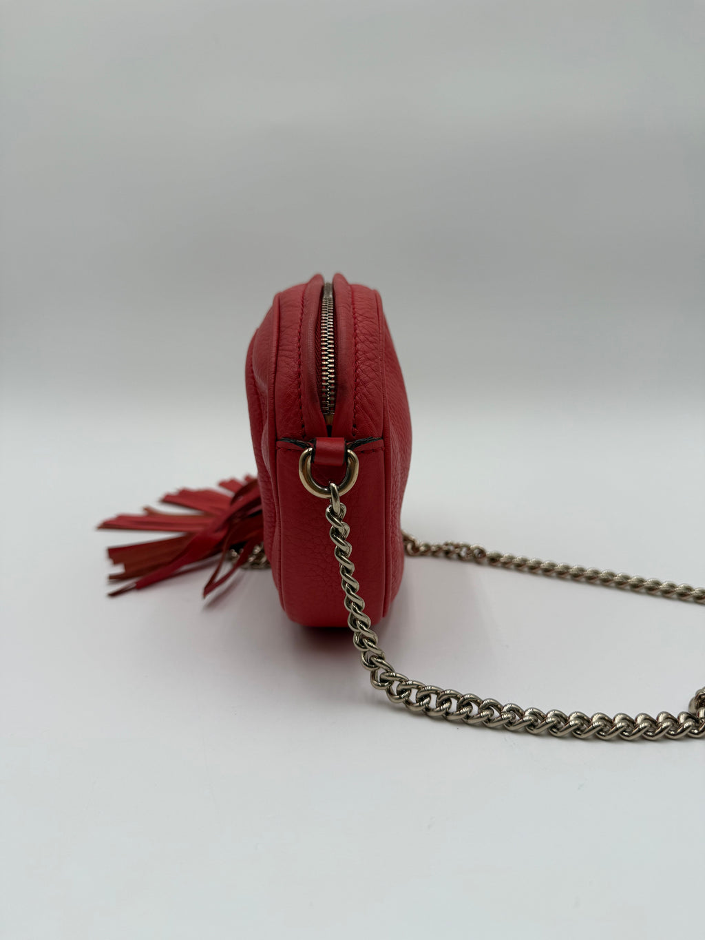 Gucci Borsa a Tracolla Soho Mini Chain Limited Edition in Pelle Martellata Corallo - Mercatino di Ninni
