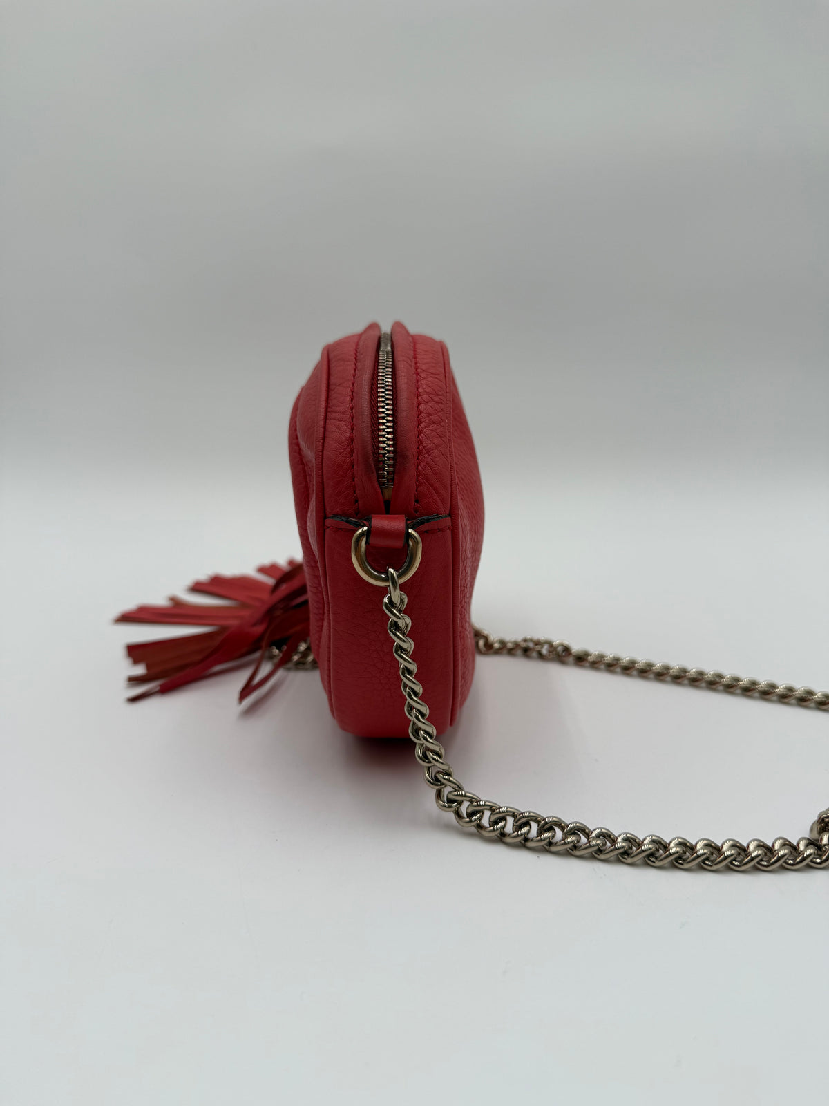 Gucci Borsa a Tracolla Soho Mini Chain Limited Edition in Pelle Martellata Corallo - Mercatino di Ninni