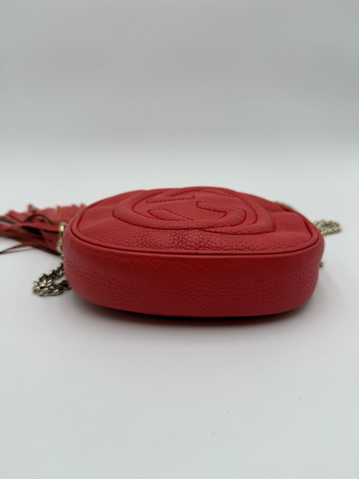 Gucci Borsa a Tracolla Soho Mini Chain Limited Edition in Pelle Martellata Corallo - Mercatino di Ninni