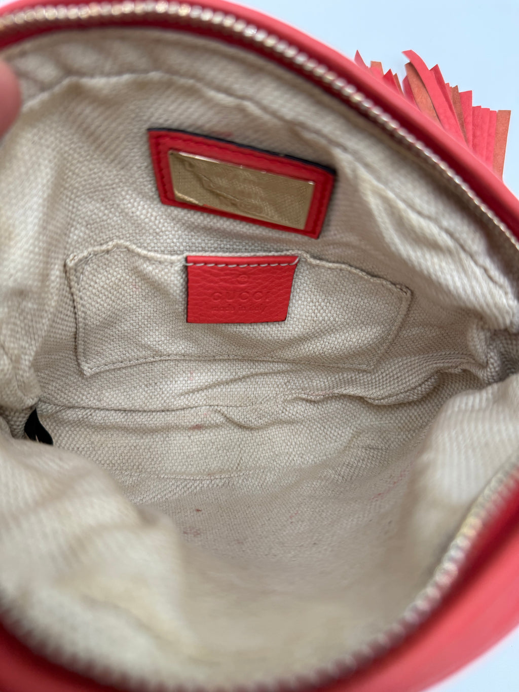 Gucci Borsa a Tracolla Soho Mini Chain Limited Edition in Pelle Martellata Corallo - Mercatino di Ninni