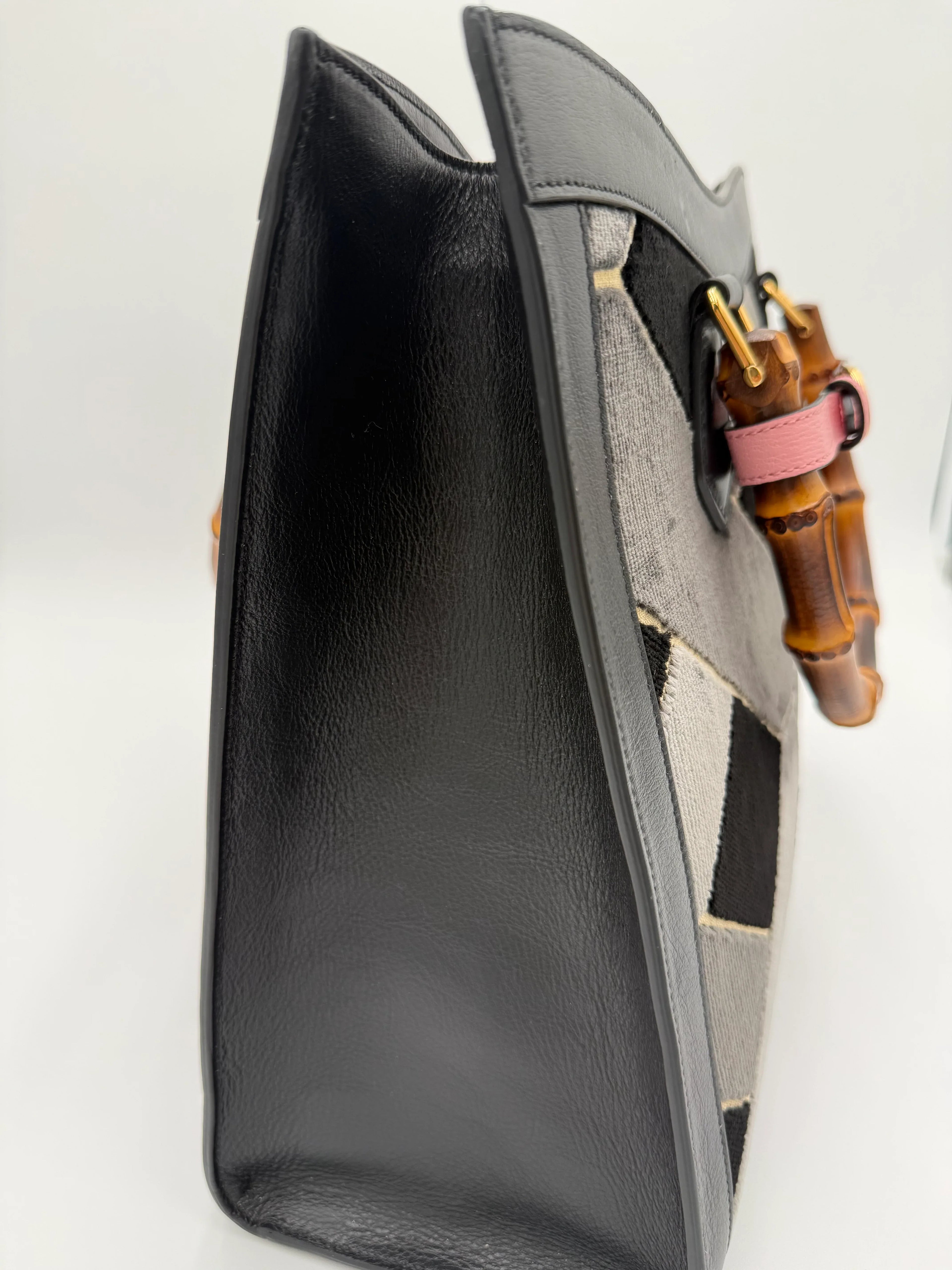 Gucci Diana in Velluto e Pelle a Rombi Nero e Grigio - Mercatino di Ninni