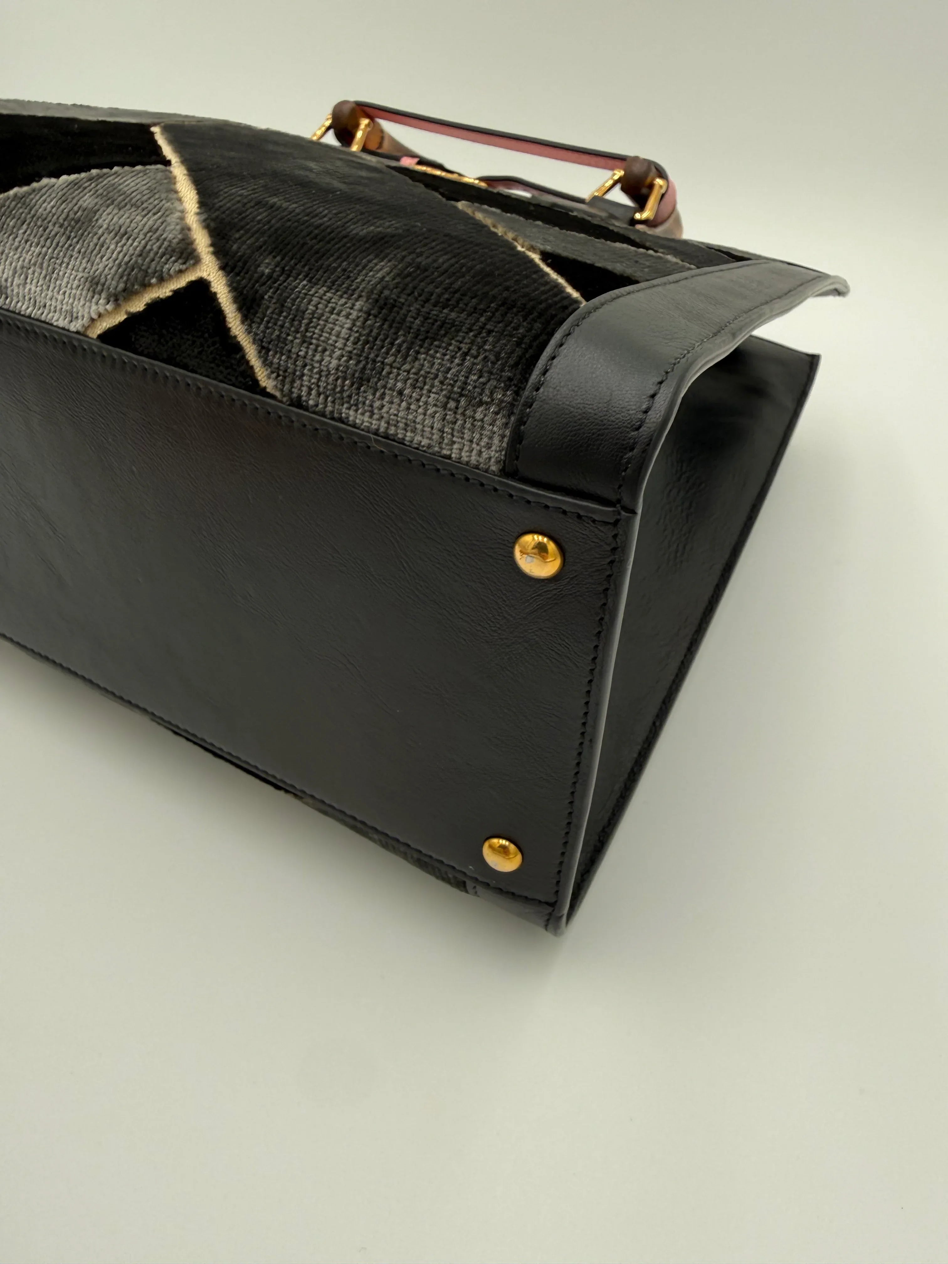 Gucci Diana in Velluto e Pelle a Rombi Nero e Grigio - Mercatino di Ninni