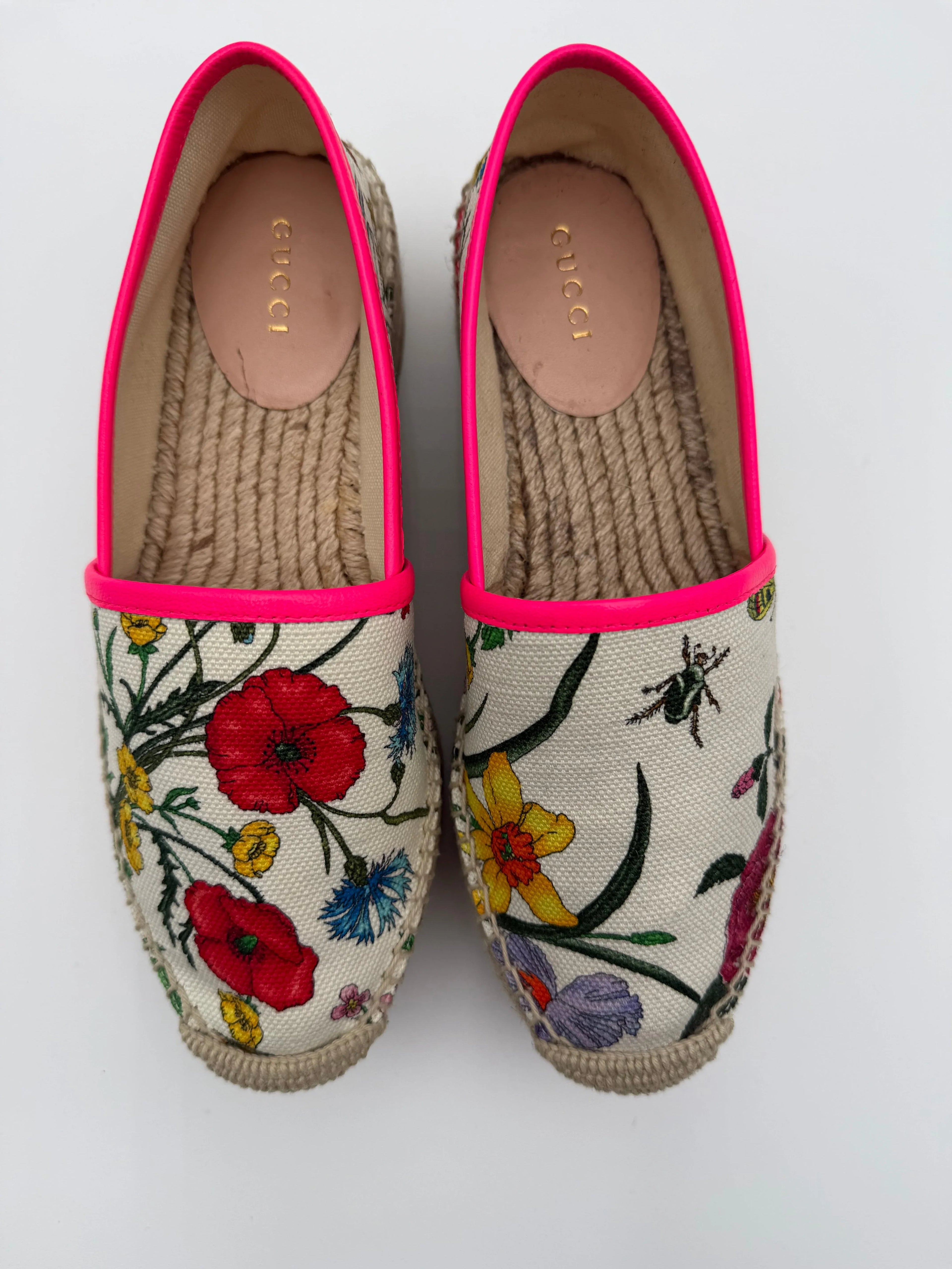 Gucci Flora Espadrillas in Tela e Pelle Fucsia - Mercatino di Ninni