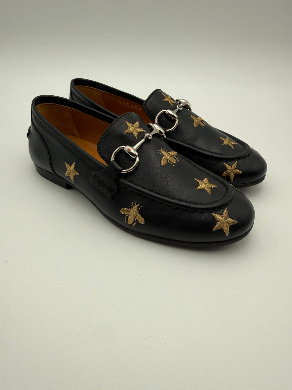 Gucci Mocassini Jordan Bambino con Api e Stelle Ricamate Neri - Mercatino di Ninni