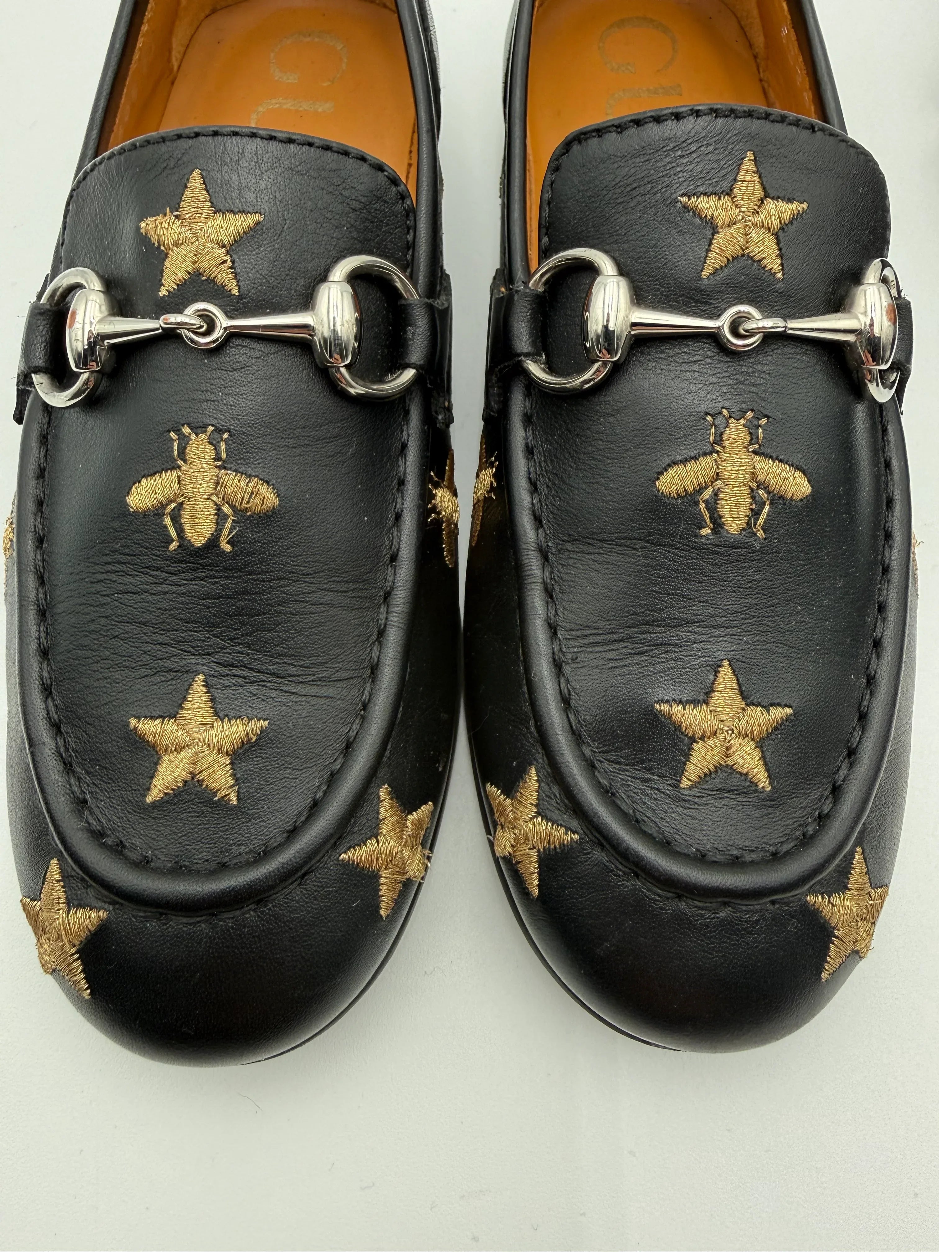 Gucci Mocassini Jordan Bambino con Api e Stelle Ricamate Neri - Mercatino di Ninni