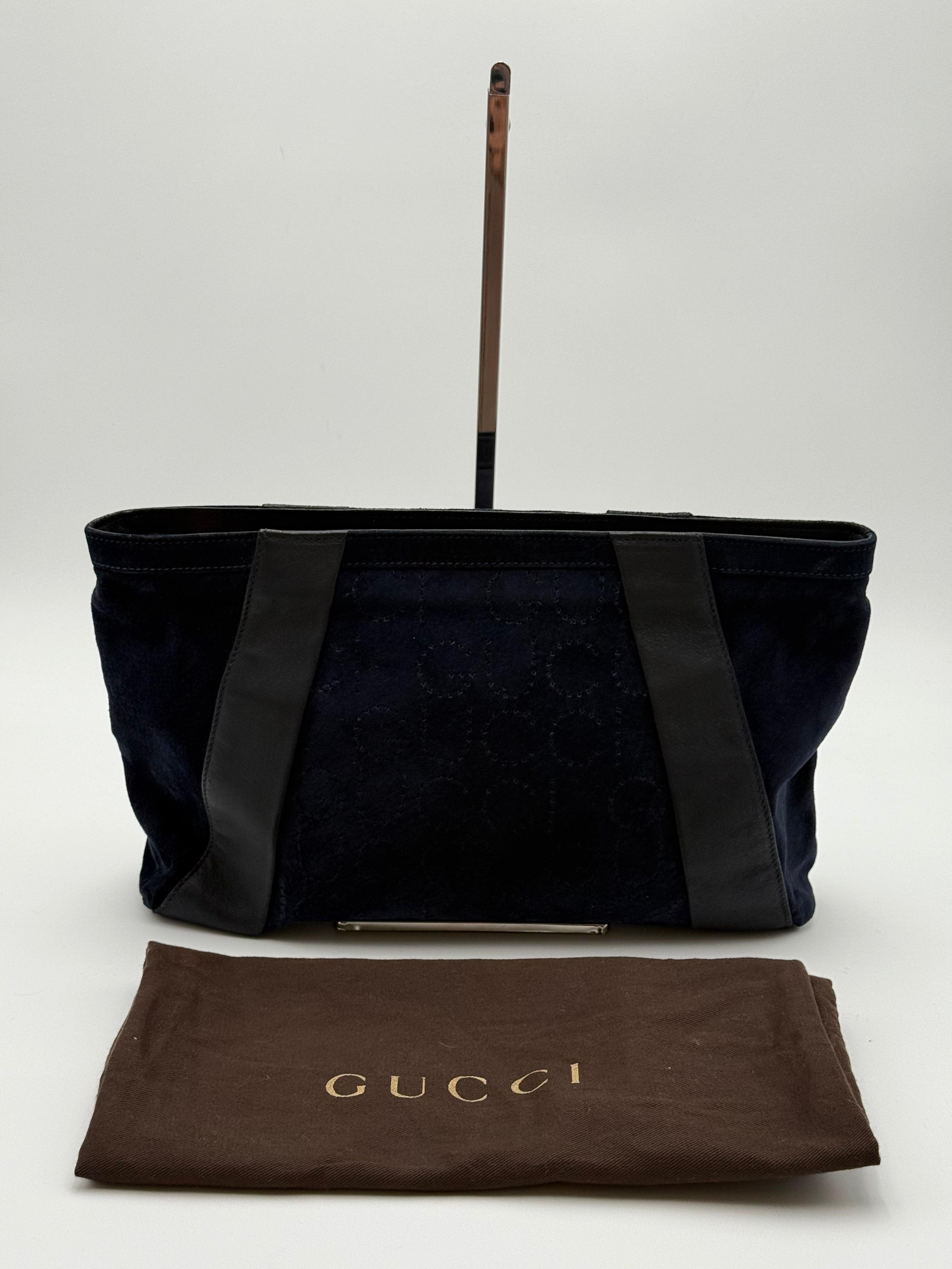 Gucci Pochette Vintage Tom Ford in Pelle Scamosciata Blu Navy - Mercatino di Ninni