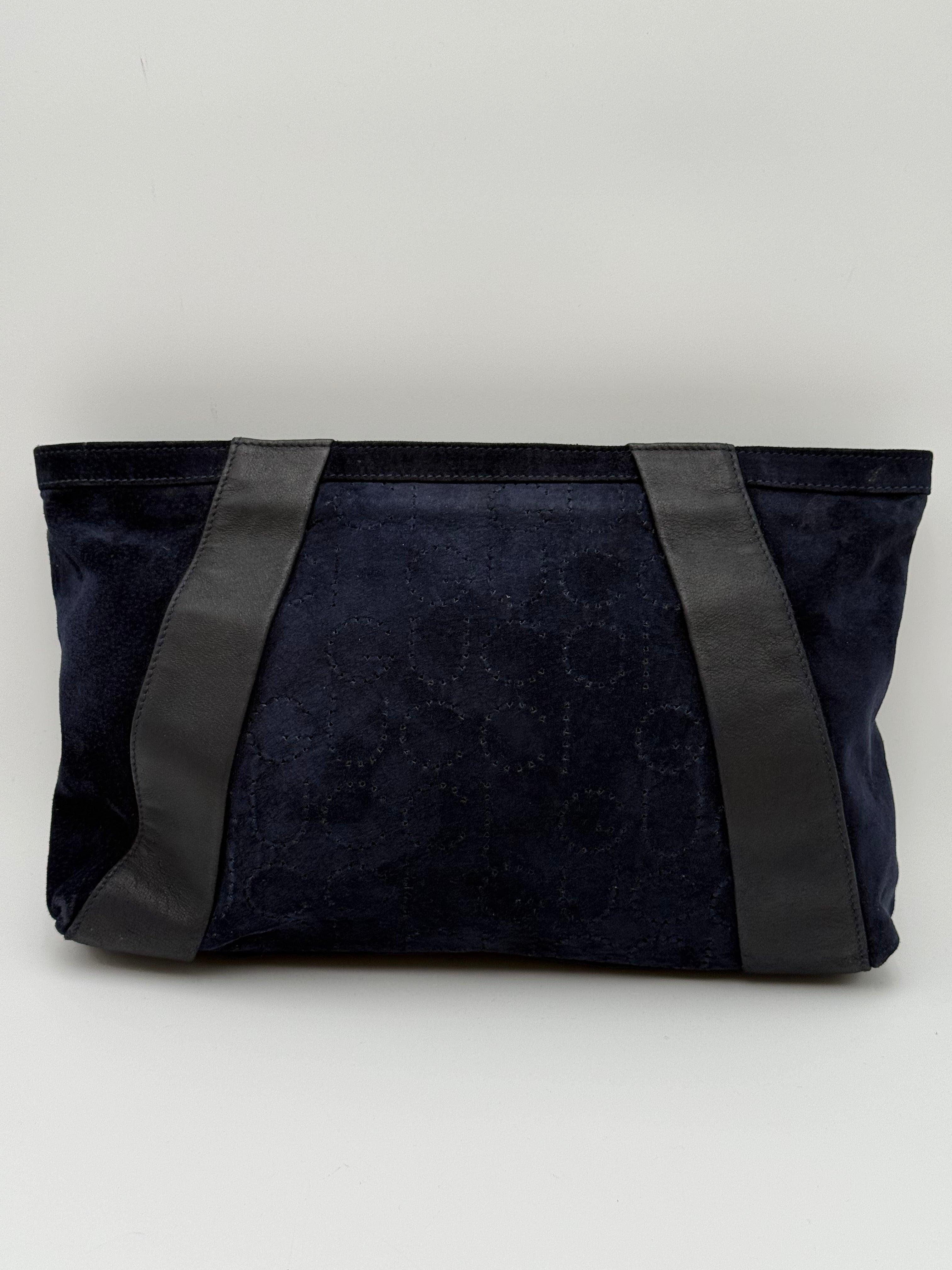 Gucci Pochette Vintage Tom Ford in Pelle Scamosciata Blu Navy - Mercatino di Ninni